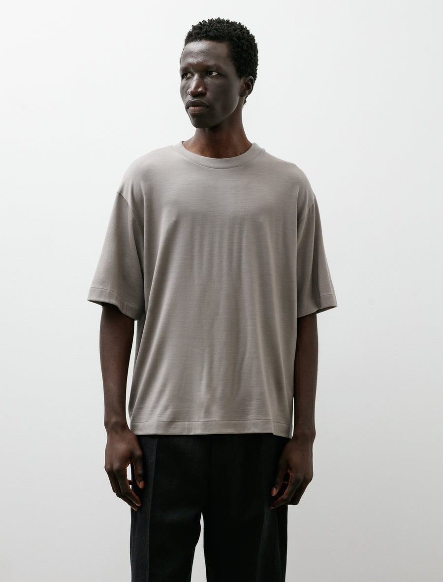 Merino Wool Pullover Short Sleeve Knit Beige - Image 1