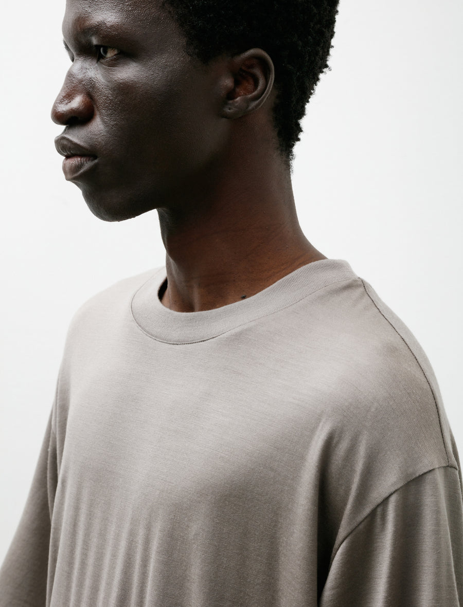 Merino Wool Pullover Short Sleeve Knit Beige - Image 4