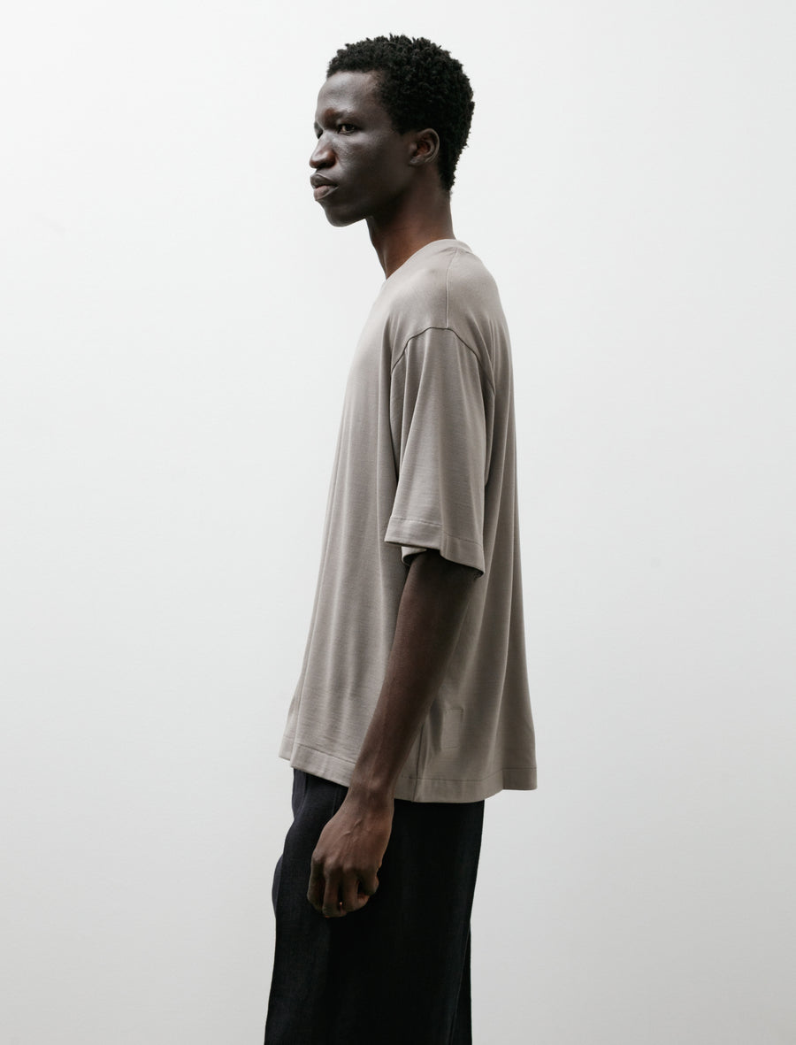Merino Wool Pullover Short Sleeve Knit Beige - Image 3