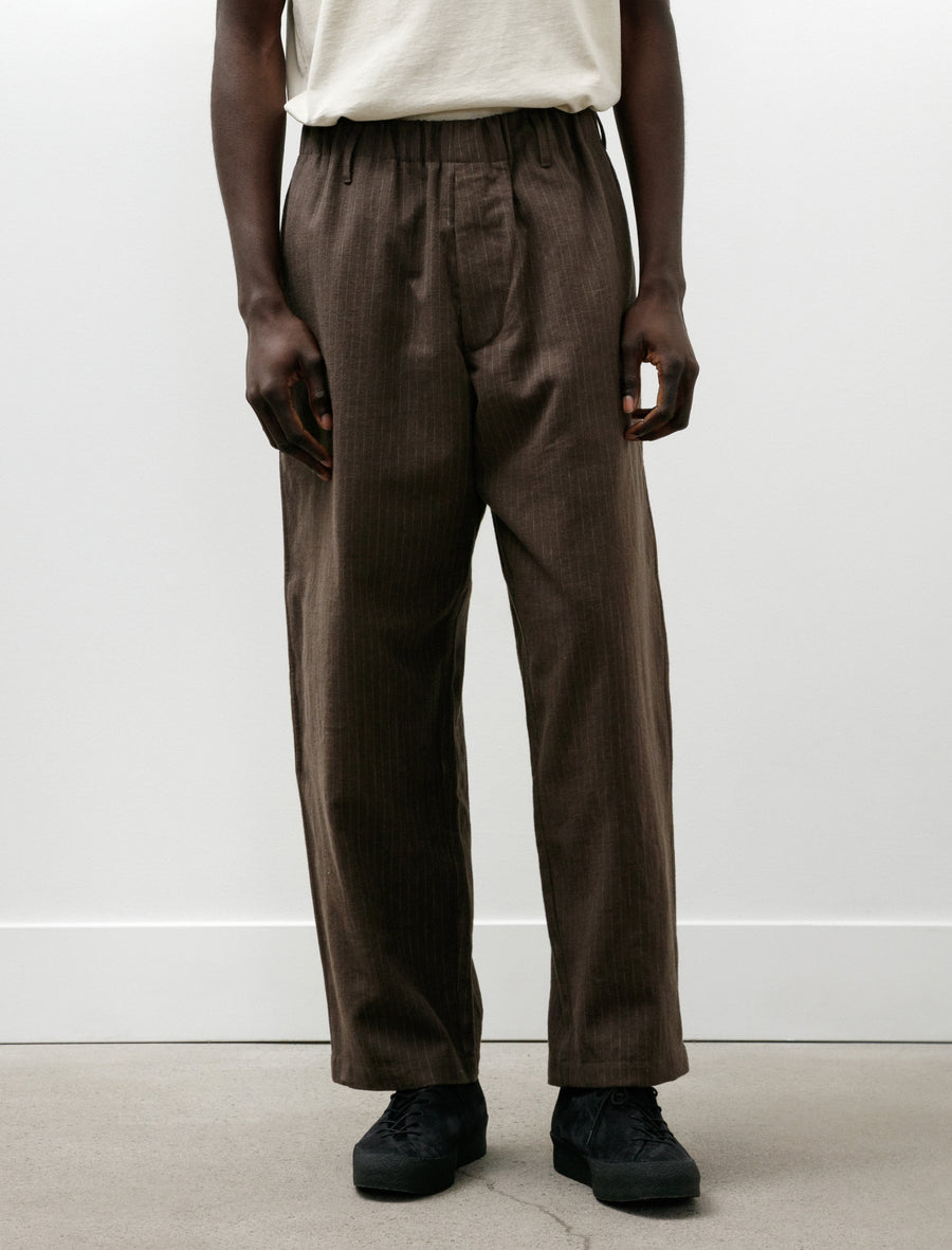 Carry On Pant Dark Brown Cotton/Linen/Wool Stripe - Image 4