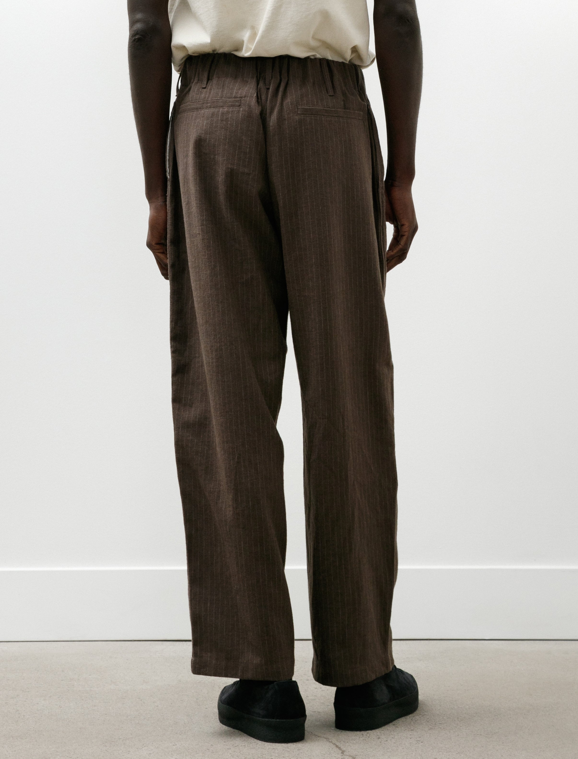 James Coward Carry On Pant Dark Brown Cotton/Linen/Wool Stripe