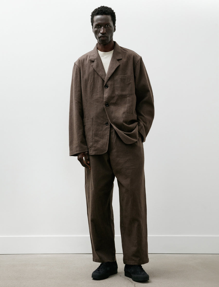 James Coward Carry On Pant Dark Brown Cotton/Linen/Wool Stripe – Neighbour