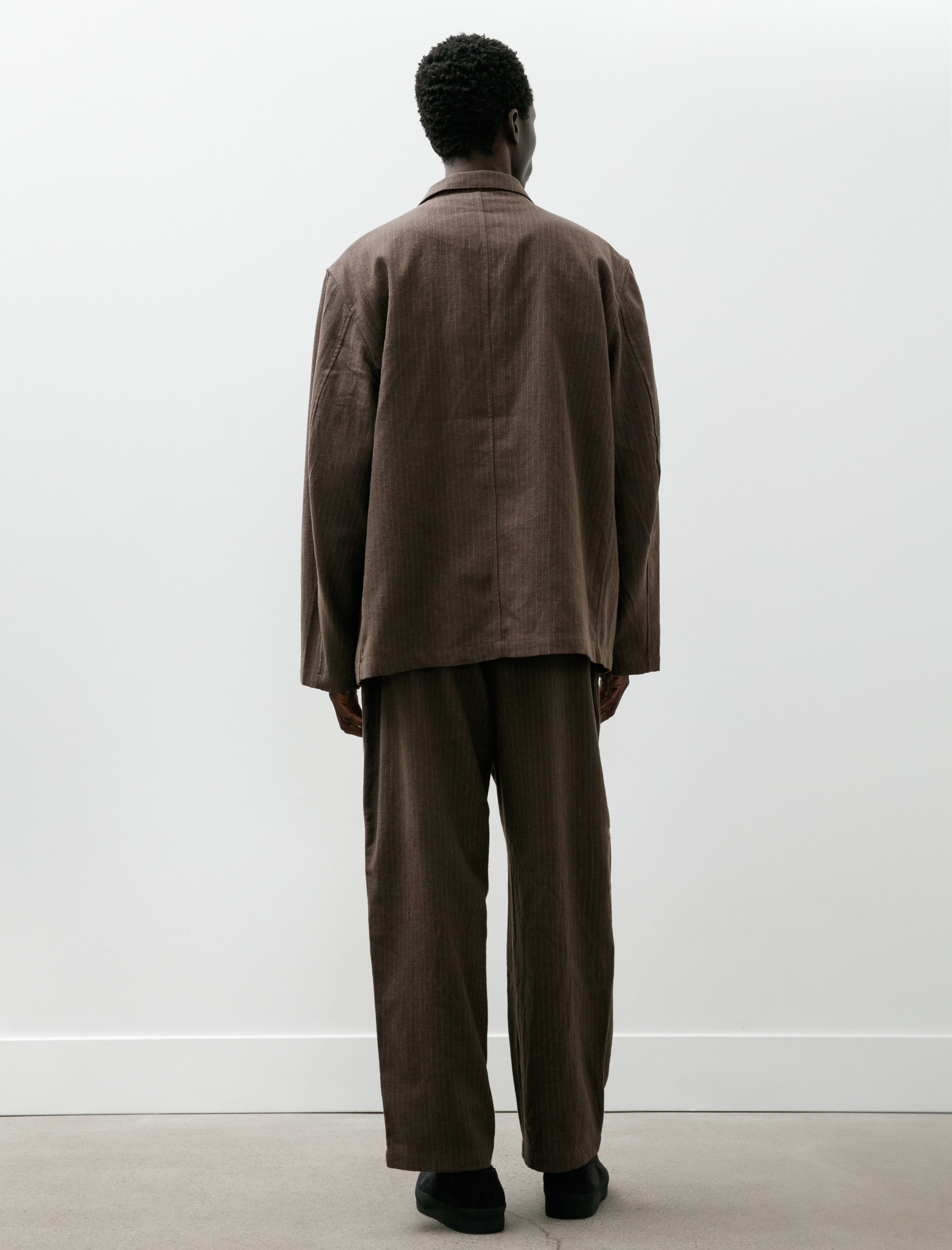 James Coward Carry On Jacket Dark Brown Cotton/Linen/Wool Stripe