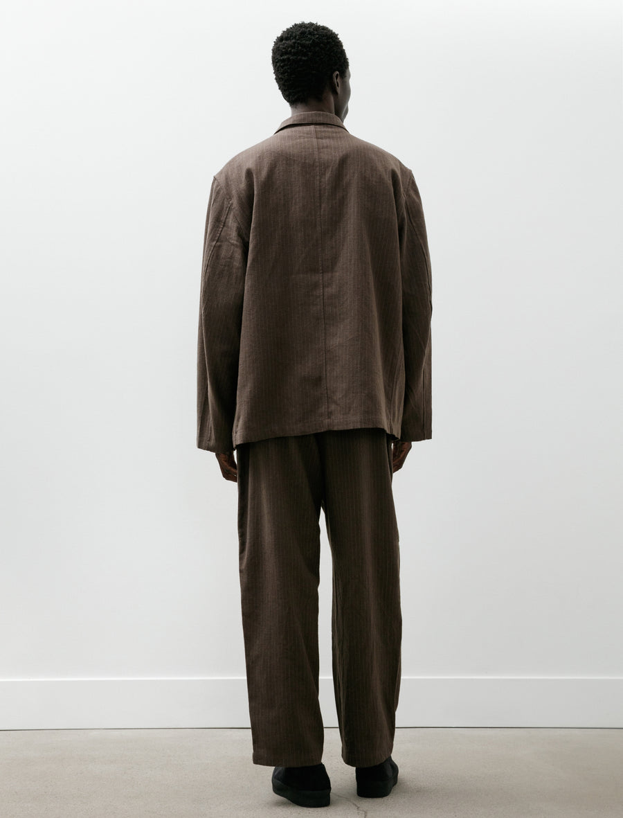 Carry On Jacket Dark Brown Cotton/Linen/Wool Stripe - Image 7