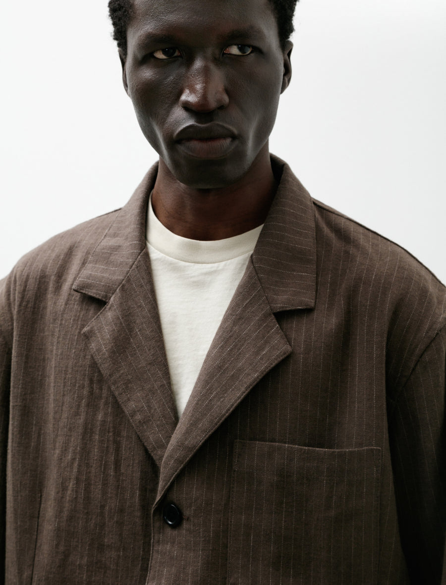 Carry On Jacket Dark Brown Cotton/Linen/Wool Stripe - Image 4