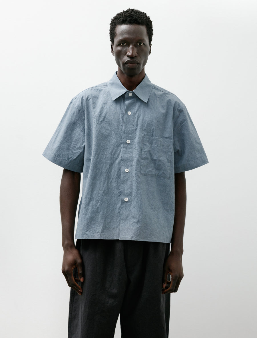 Short Sleeve Shirt Blue Typewriter Drum Cotton - Image 1