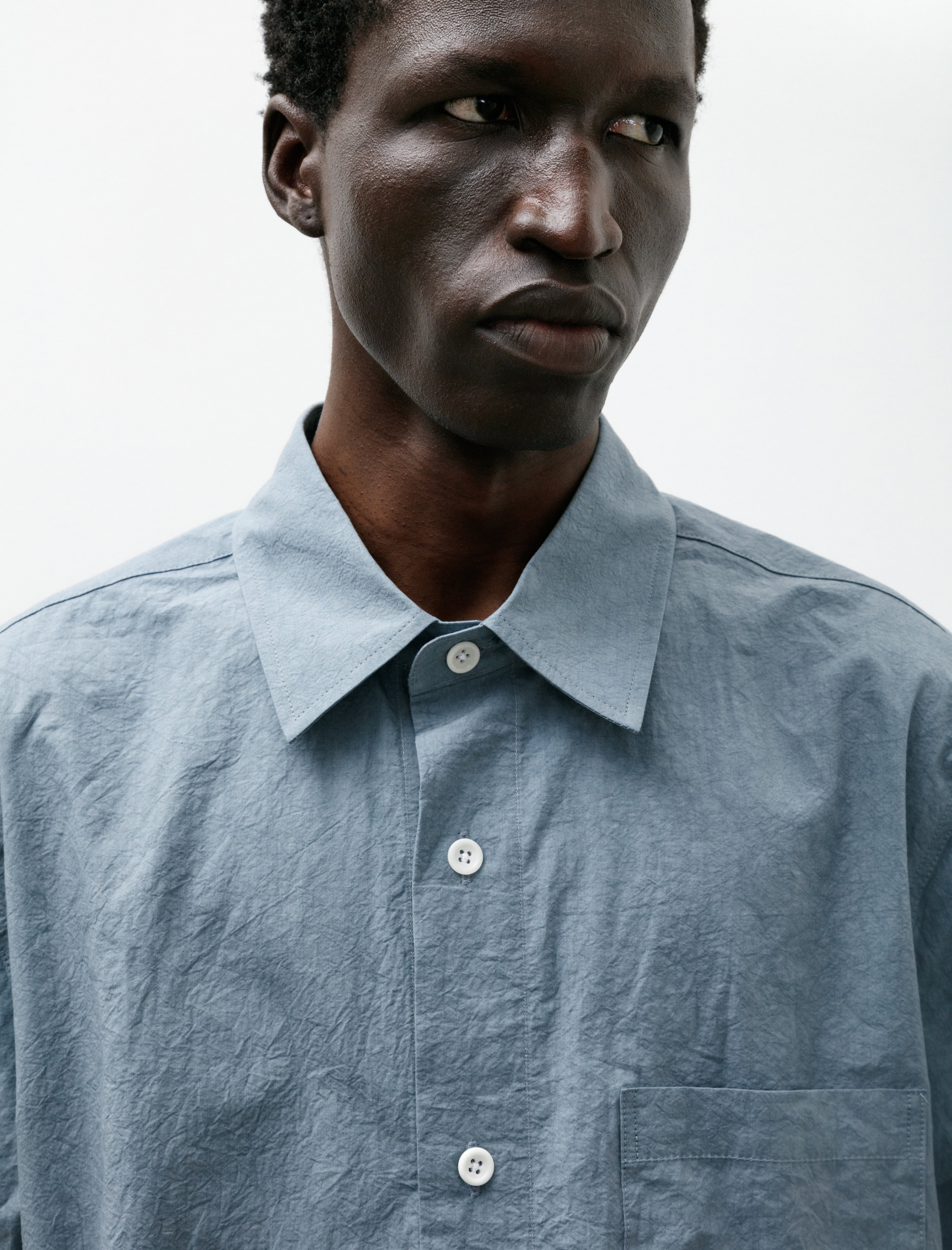 James Coward Short Sleeve Shirt Blue Typewriter Drum Cotton