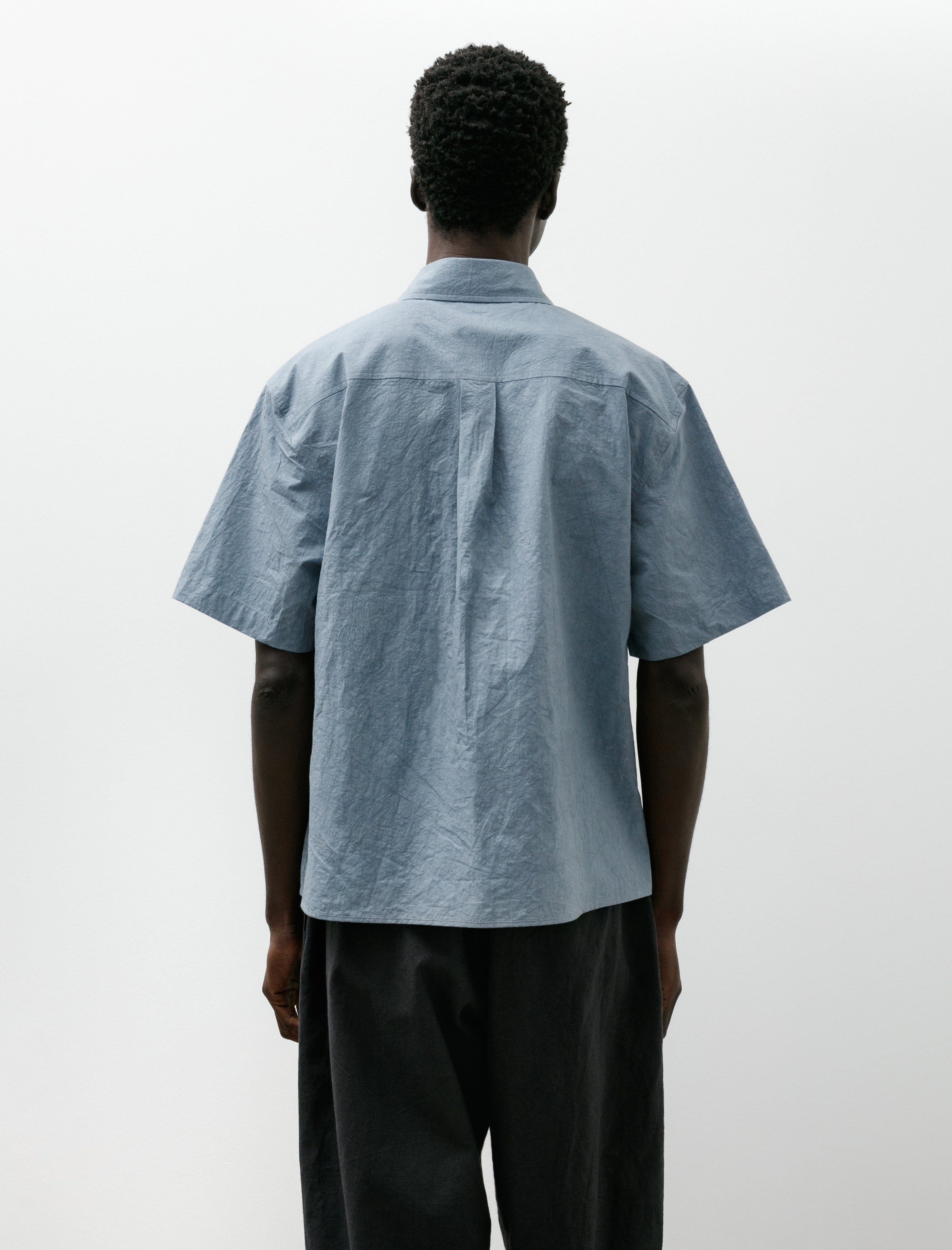 James Coward Short Sleeve Shirt Blue Typewriter Drum Cotton
