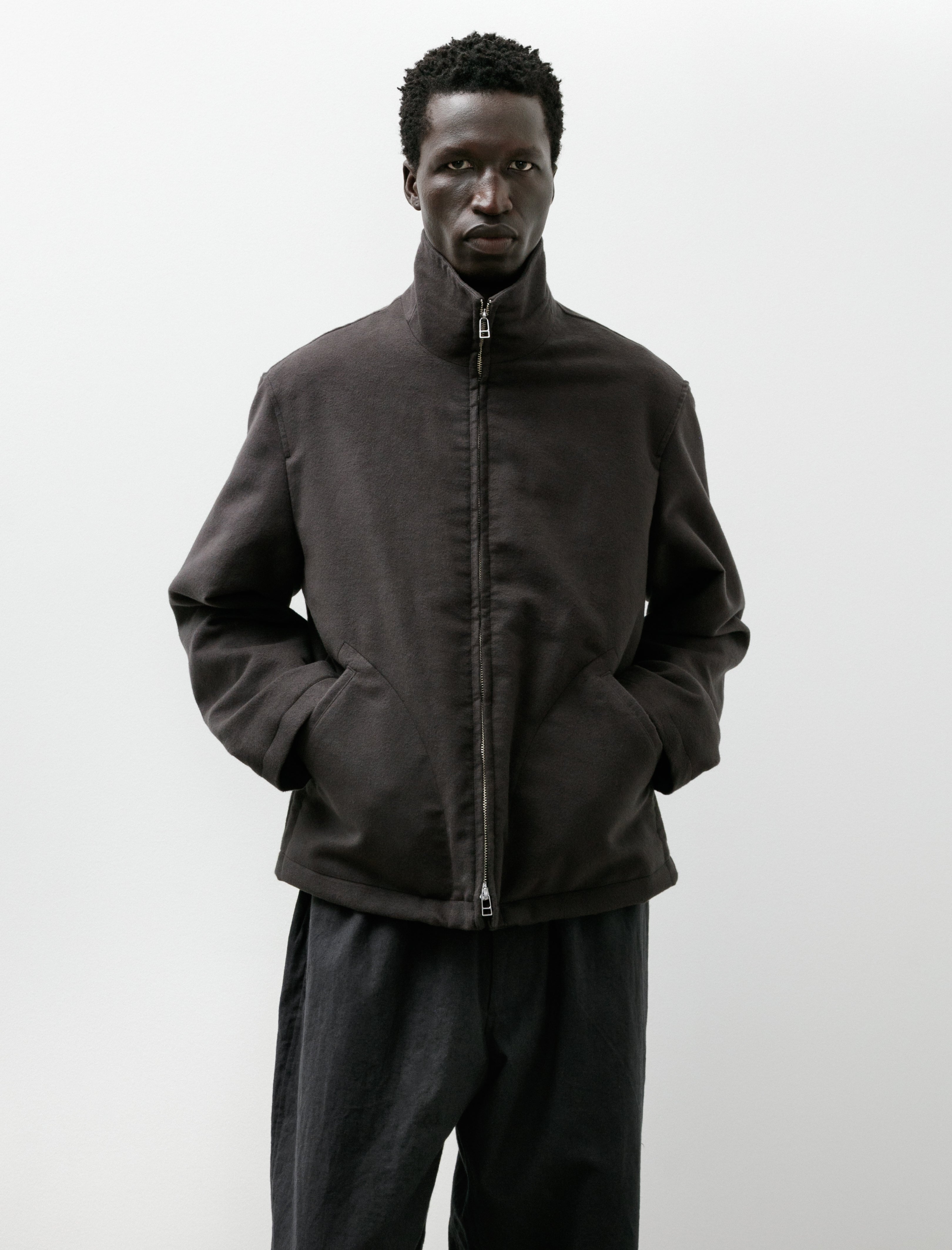 James Coward Circuit Jacket Charcoal Cotton Silk Moleskin