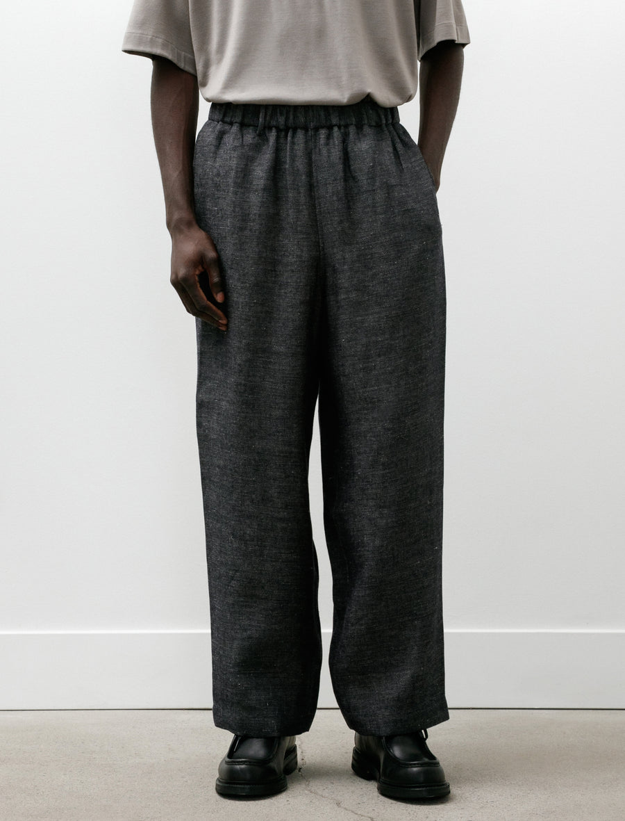 Linen Easy Trousers Navy Grey - Image 4