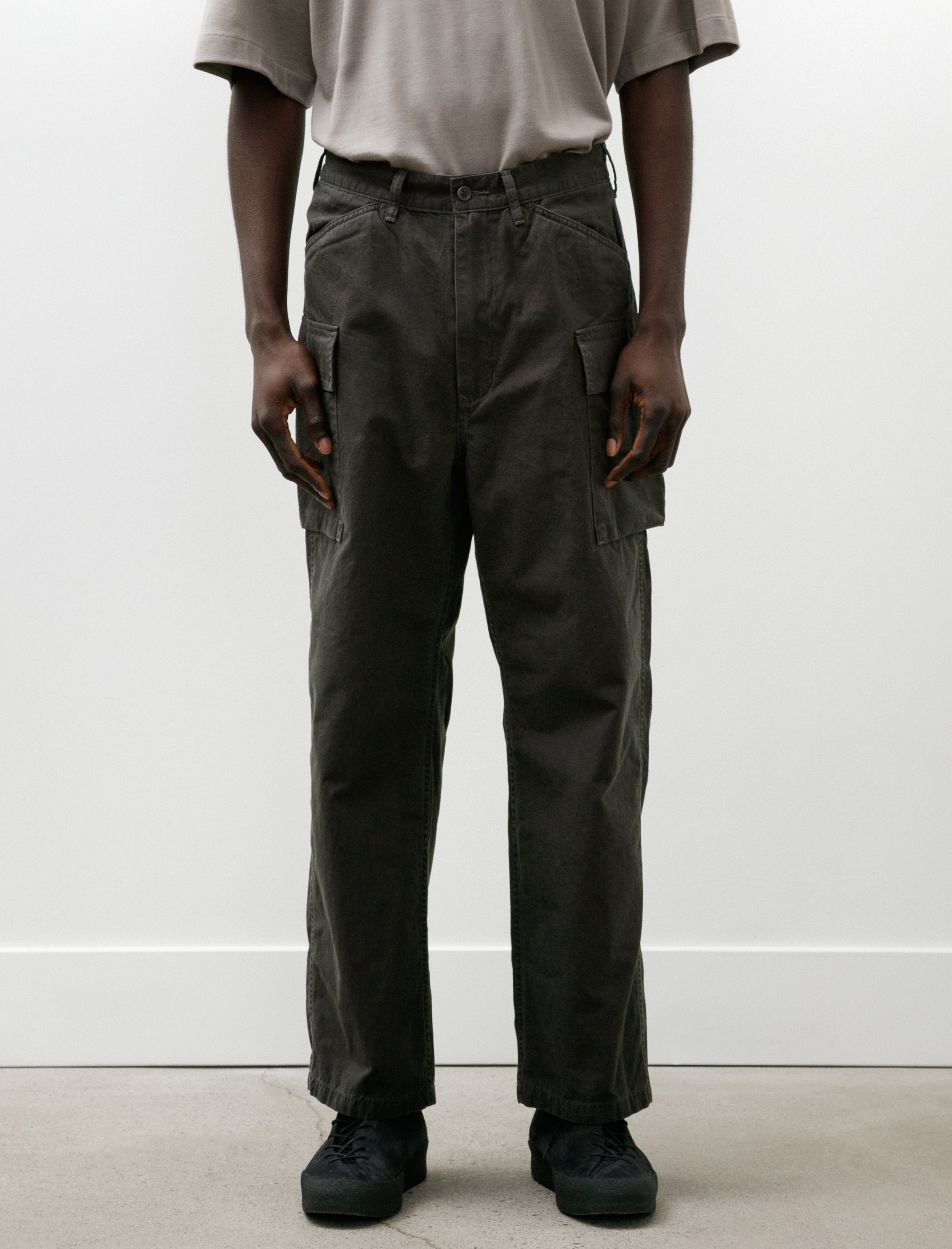 Phigvel Poplin Cloth Cargo Trousers Faded Charcoal