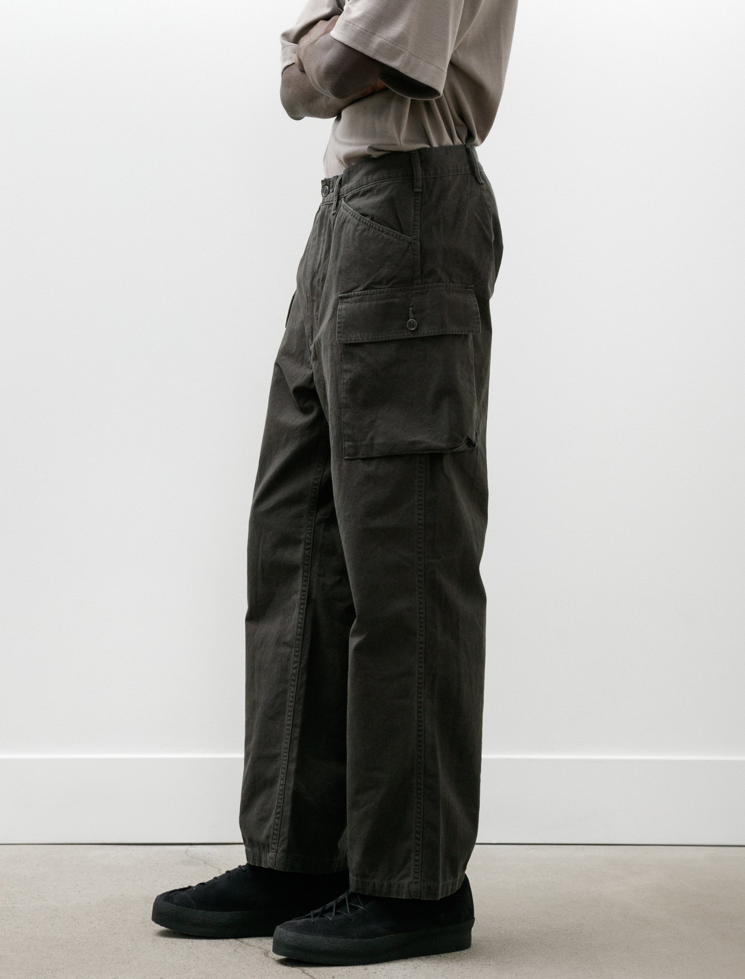 Phigvel Poplin Cloth Cargo Trousers Faded Charcoal