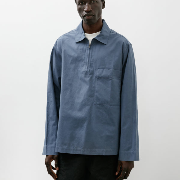 Margaret Howell MHL Long Sleeve Half Zip Shirt Sanded Poplin