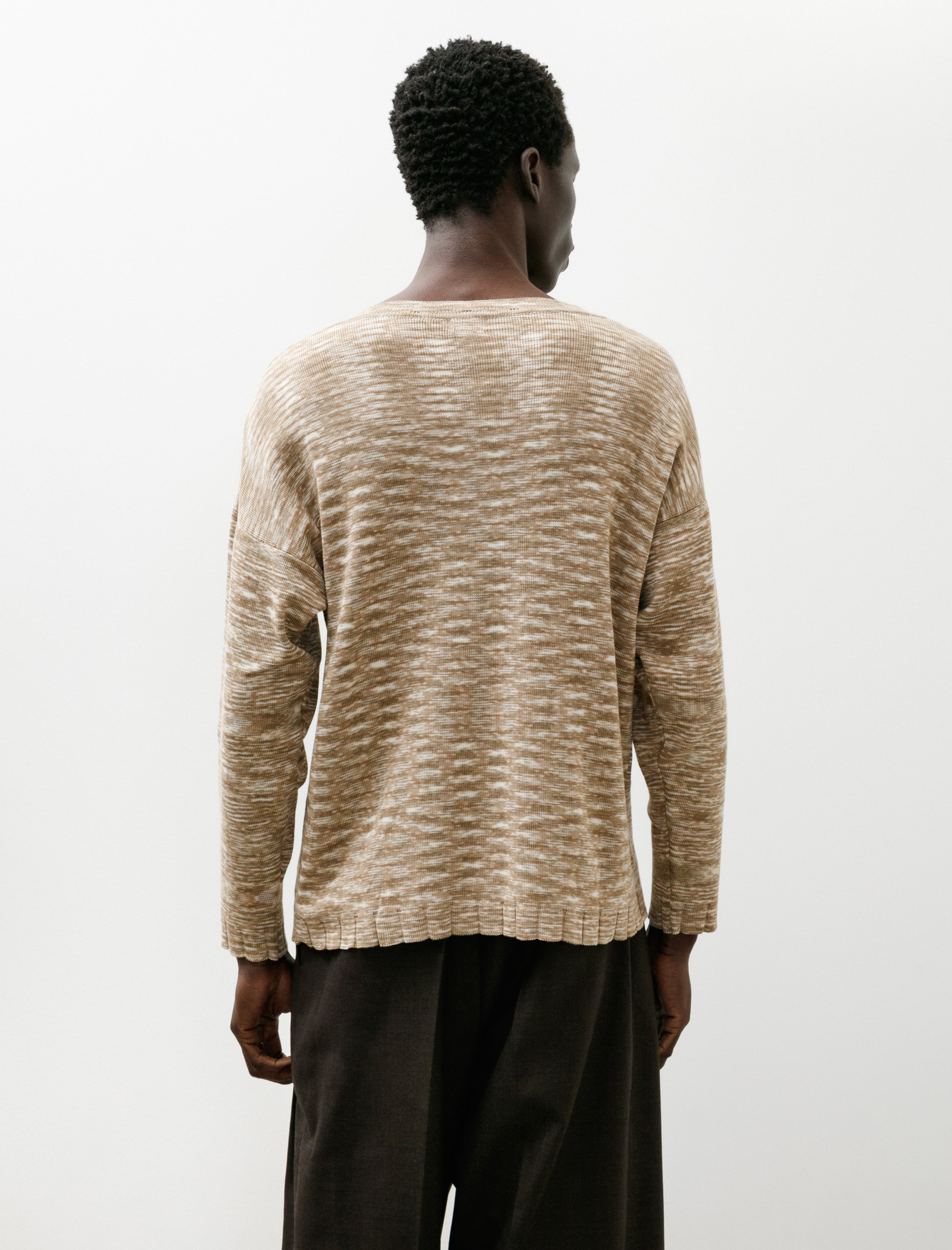 Cecile Tulkens Drop Shoulder Crewneck Full Needle Space Dye Beige
