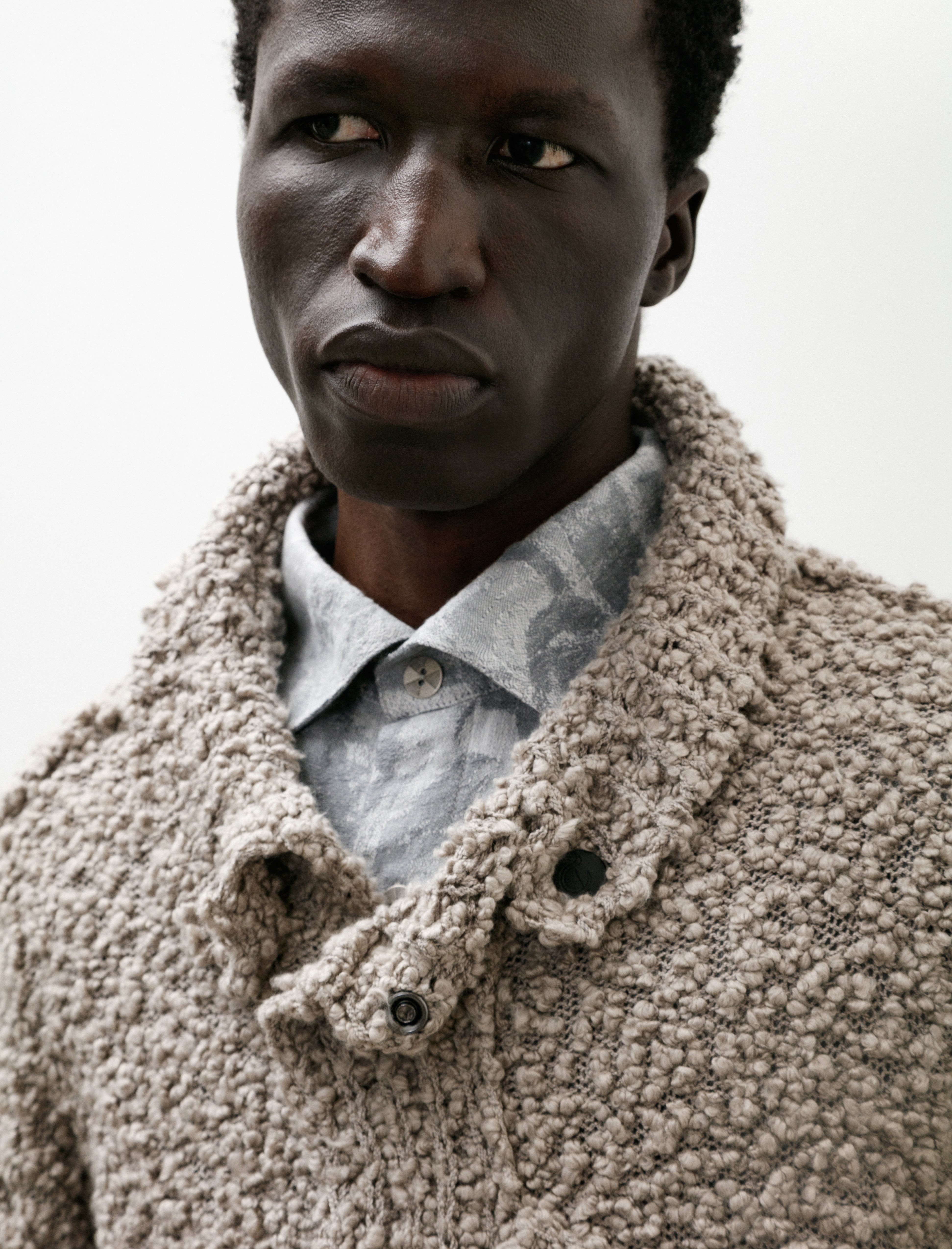Cecile Tulkens Boucle Popper Jacket Putty