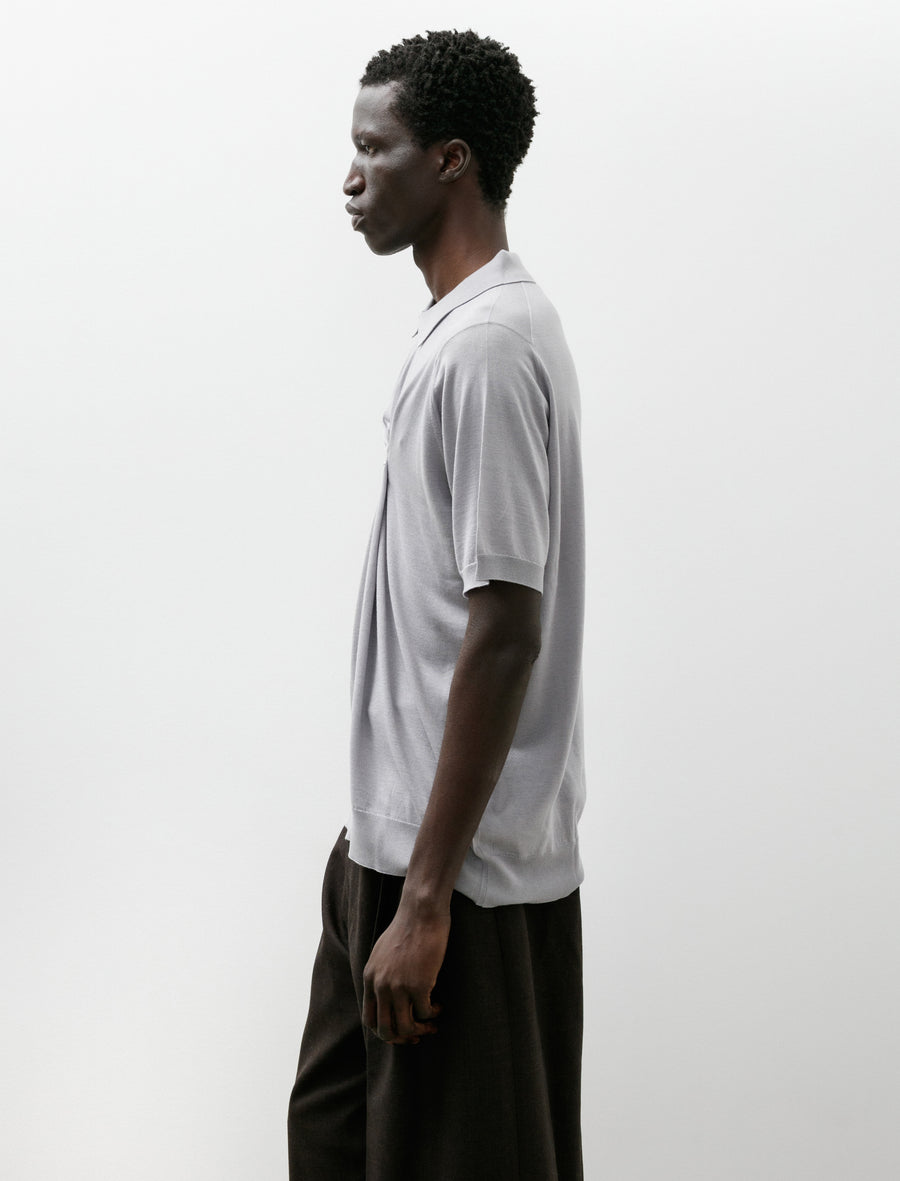 John Smedley Indian Guaze Double Twist Polo Silver Birch - Image 3