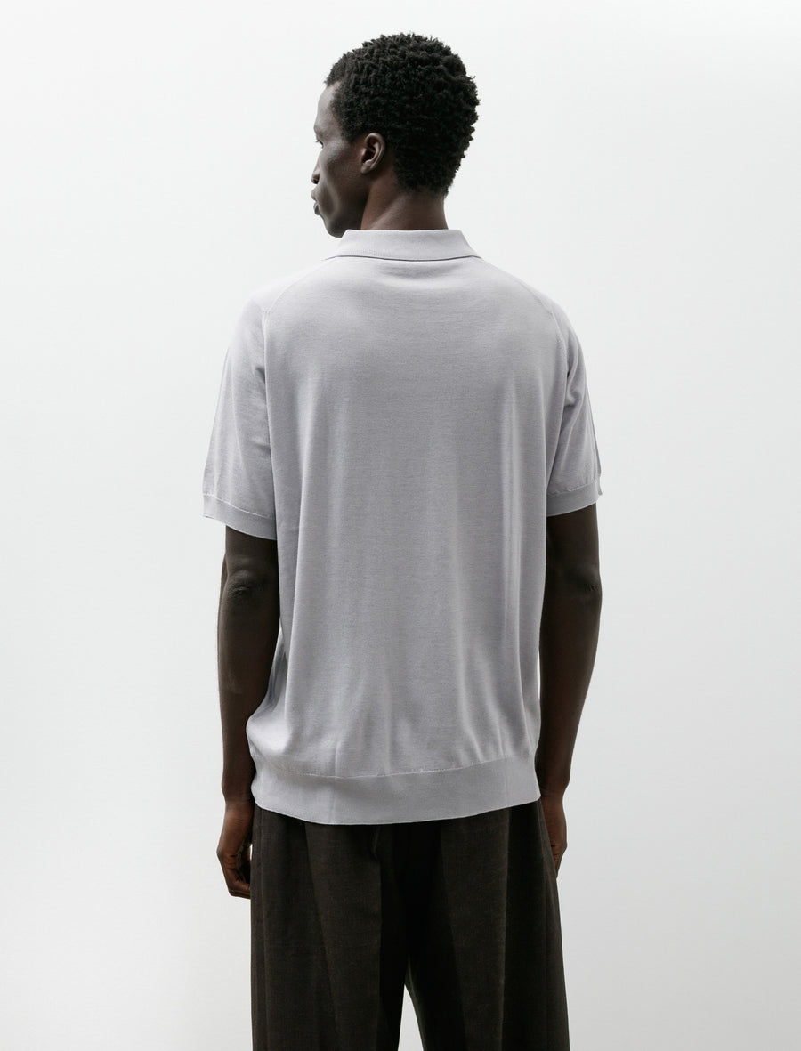 John Smedley Indian Guaze Double Twist Polo Silver Birch - Image 2