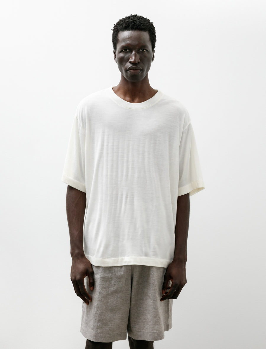 Merino Wool Pullover Short Sleeve Knit Off White - Image 1