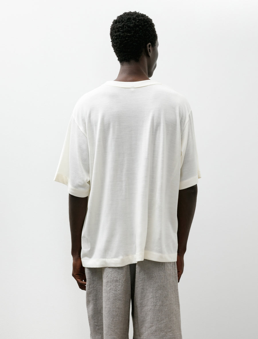 Merino Wool Pullover Short Sleeve Knit Off White - Image 2