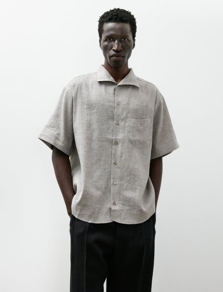 Gorsch Yak Mixed L/C Italian Collar Short Sleeve Shirt Light Grey