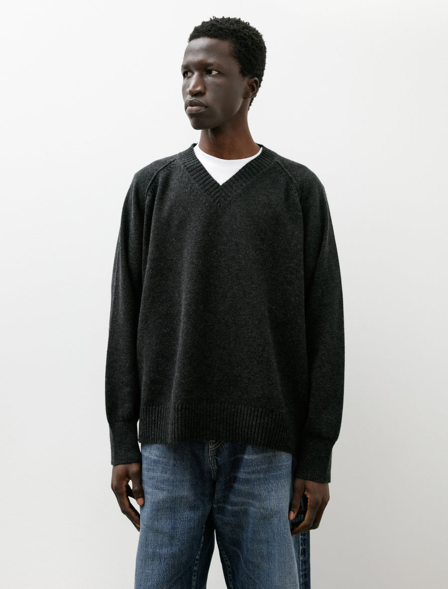V-Neck Cashmere Knit Charcoal - Image 1