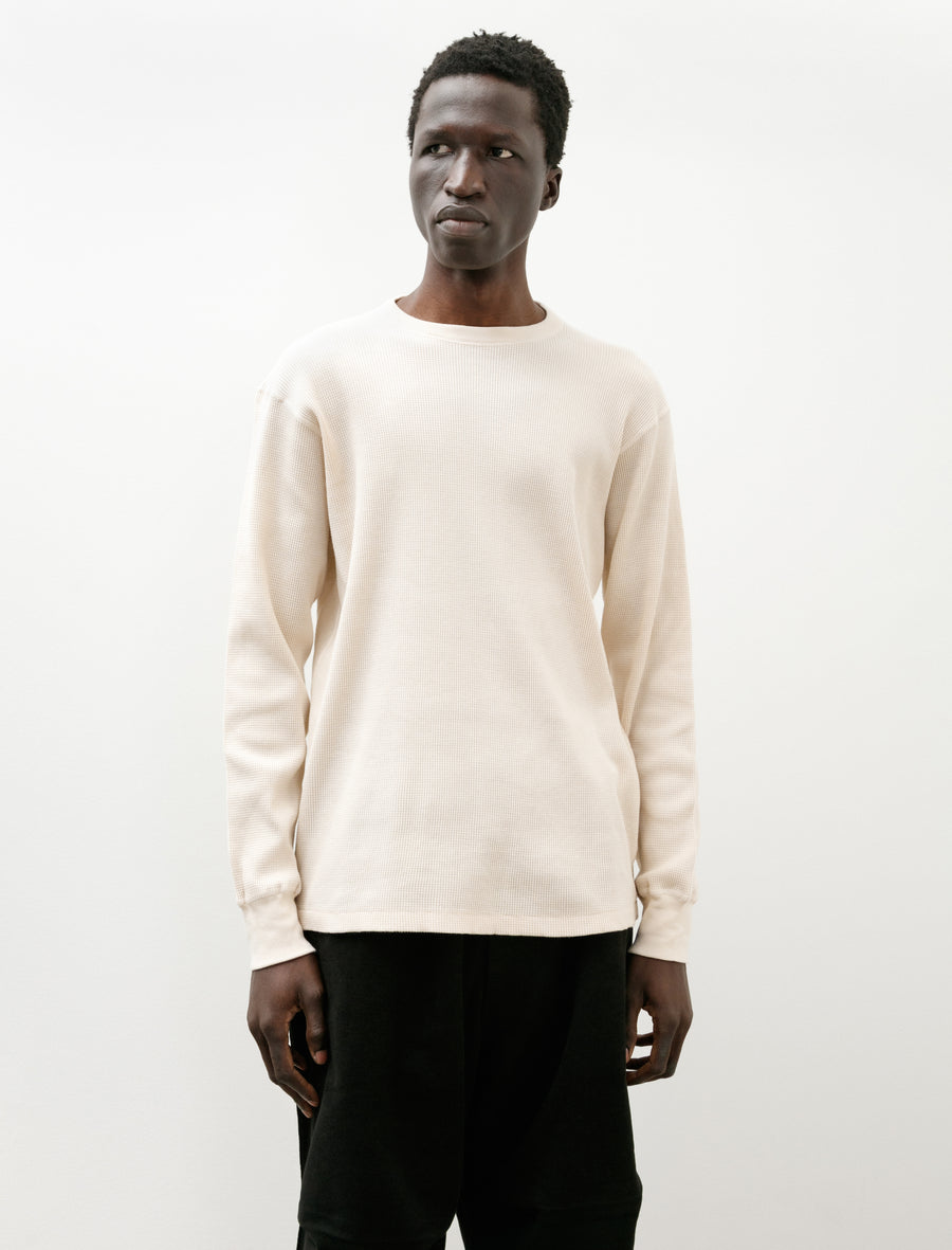 Cotton Cashmere Waffle Long Sleeve Crew Ecru - Image 1