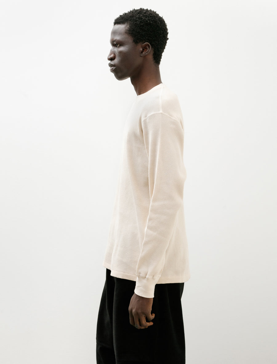 Cotton Cashmere Waffle Long Sleeve Crew Ecru - Image 3