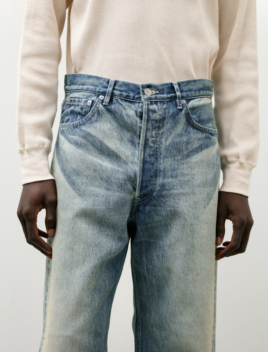 Selvedge Faded Heavy Denim Wide Pants - Image 7