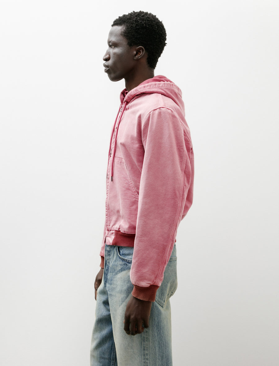 Product Dyed Organic Cotton Duck Short Zip Parka Faded Burgundy - Image 3