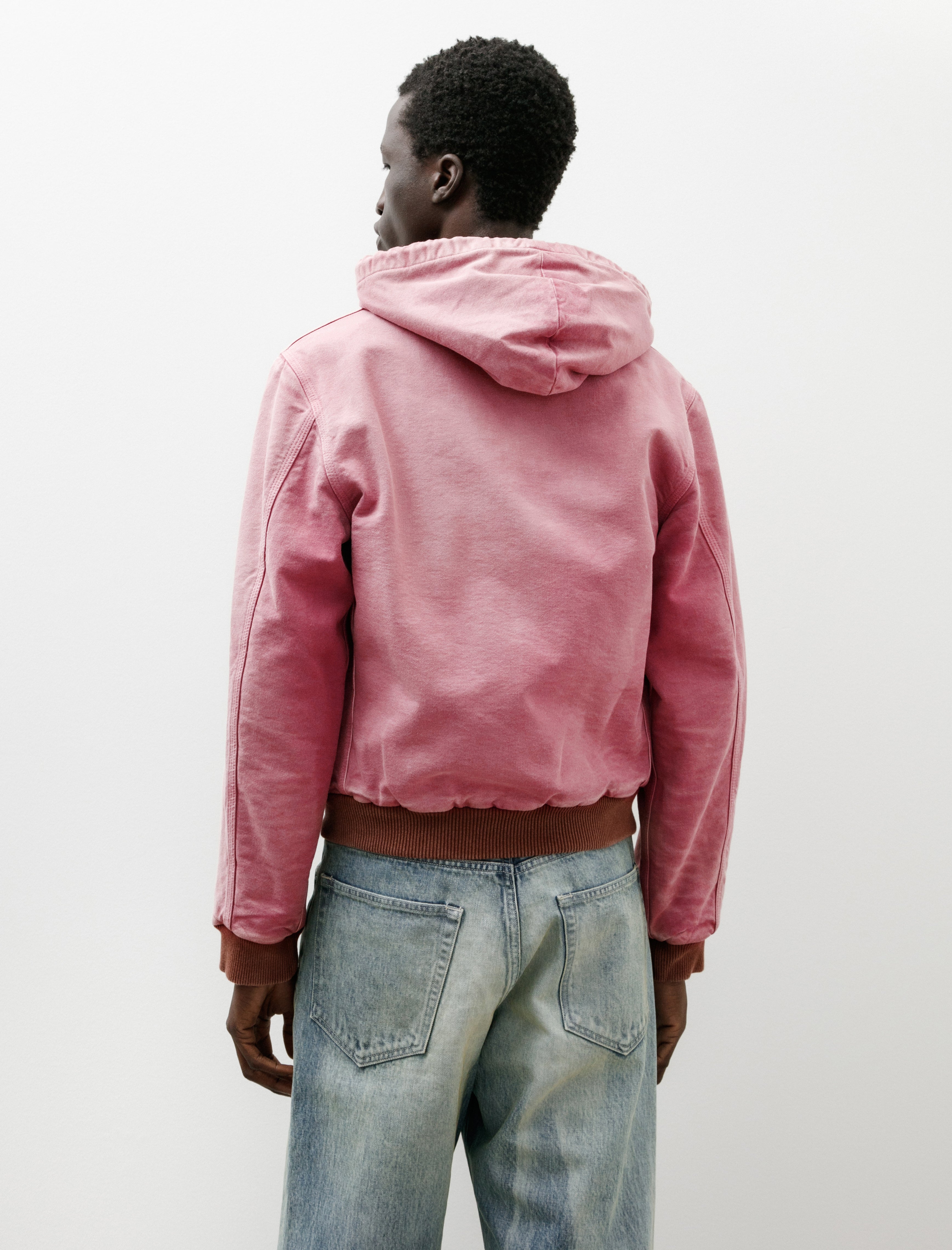 Auralee Product Dyed Organic Cotton Duck Short Zip Parka Faded Burgundy