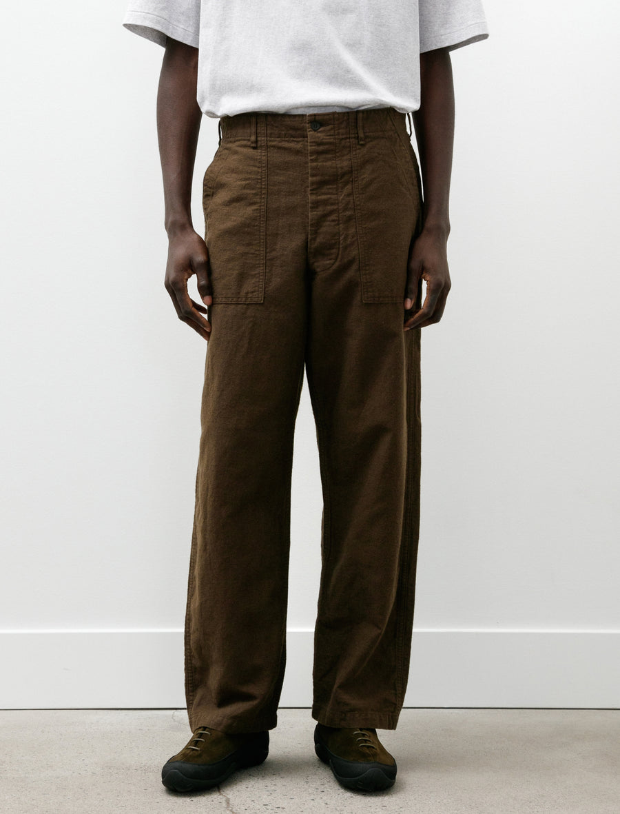 Relax Fit Cotton Linen Moleskin Fatigue Pants Coffee Brown - Image 4