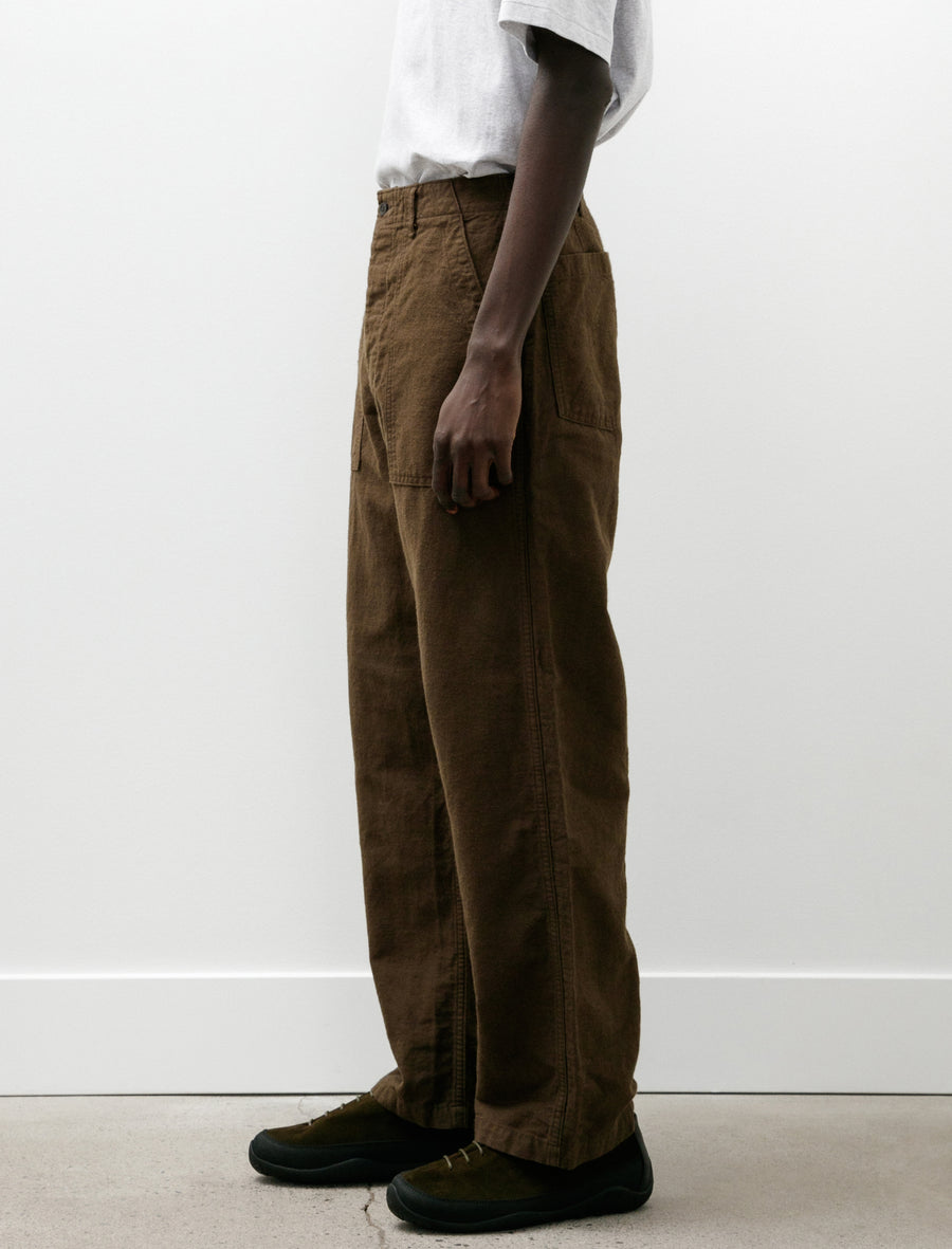 Relax Fit Cotton Linen Moleskin Fatigue Pants Coffee Brown - Image 6