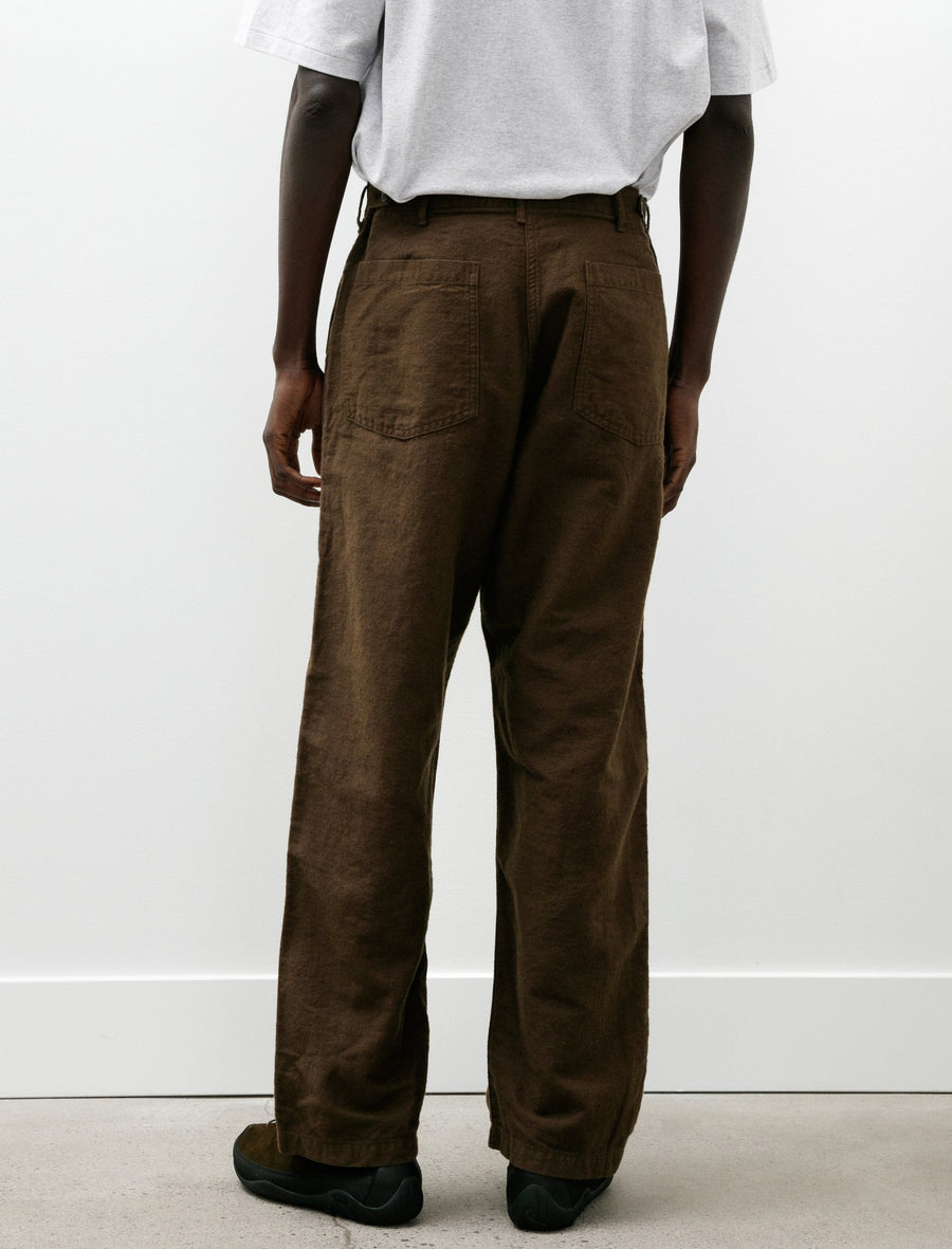 Relax Fit Cotton Linen Moleskin Fatigue Pants Coffee Brown - Image 5