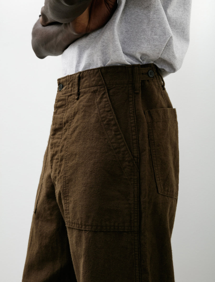 Relax Fit Cotton Linen Moleskin Fatigue Pants Coffee Brown - Image 7