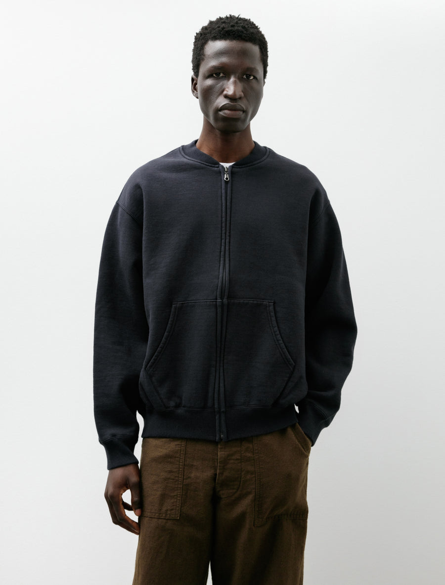 Front Zip Densely Knit Sweatshirt Dark Navy - Image 1