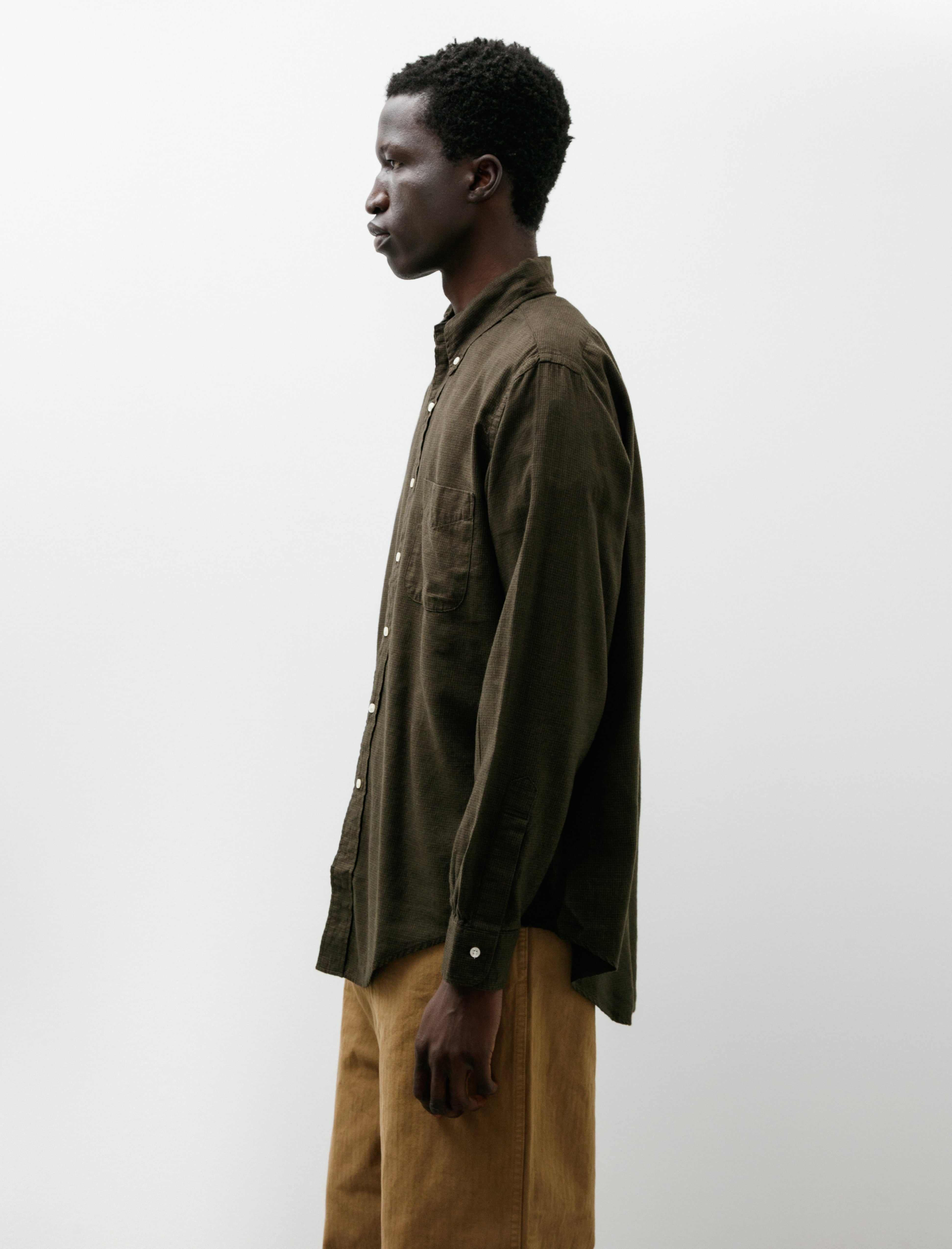 orSlow Standard Button Down Shirt Soft Brushed Mini Check