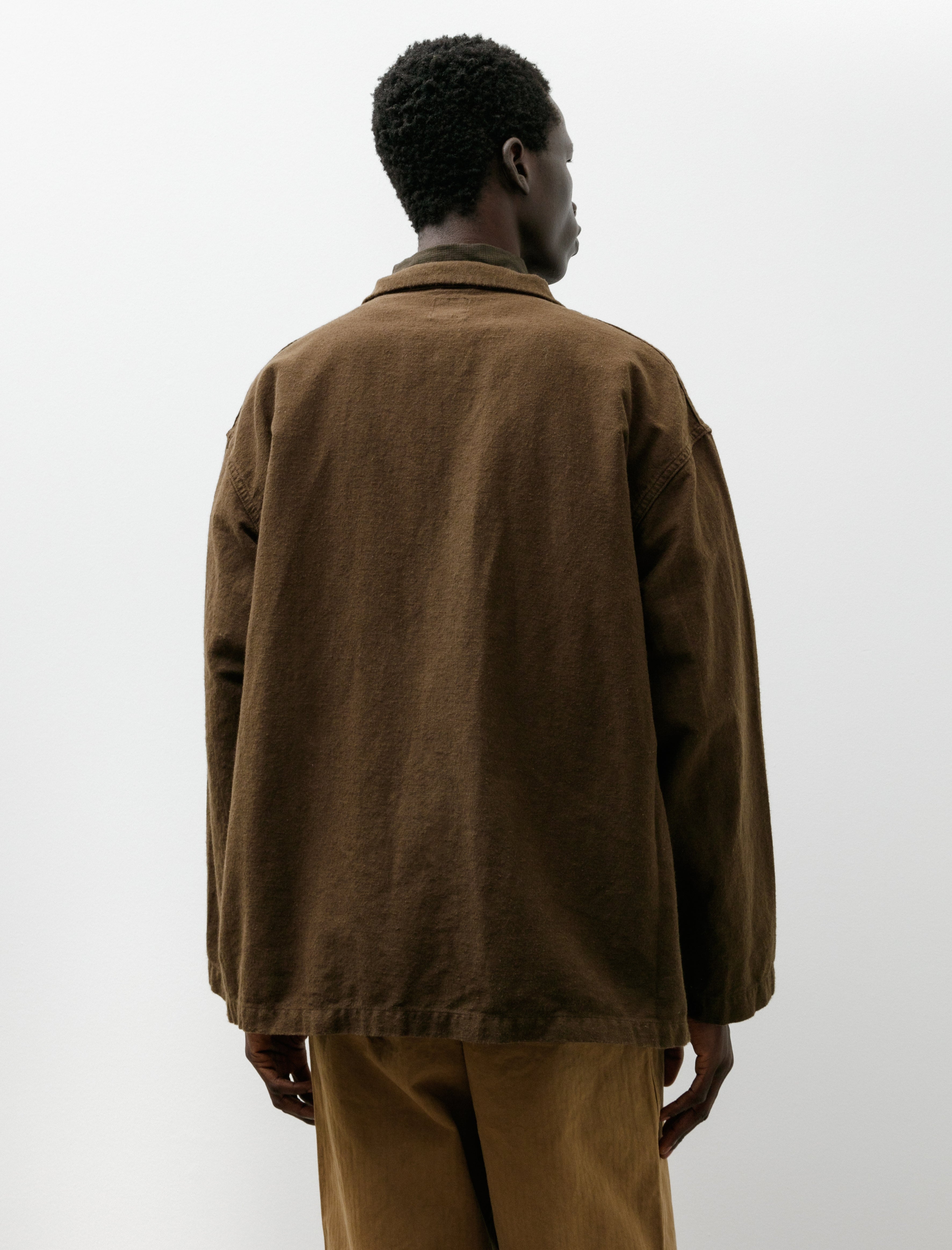 orSlow Cotton Linen Moleskin Relax Fit Work Jacket Coffee Brown