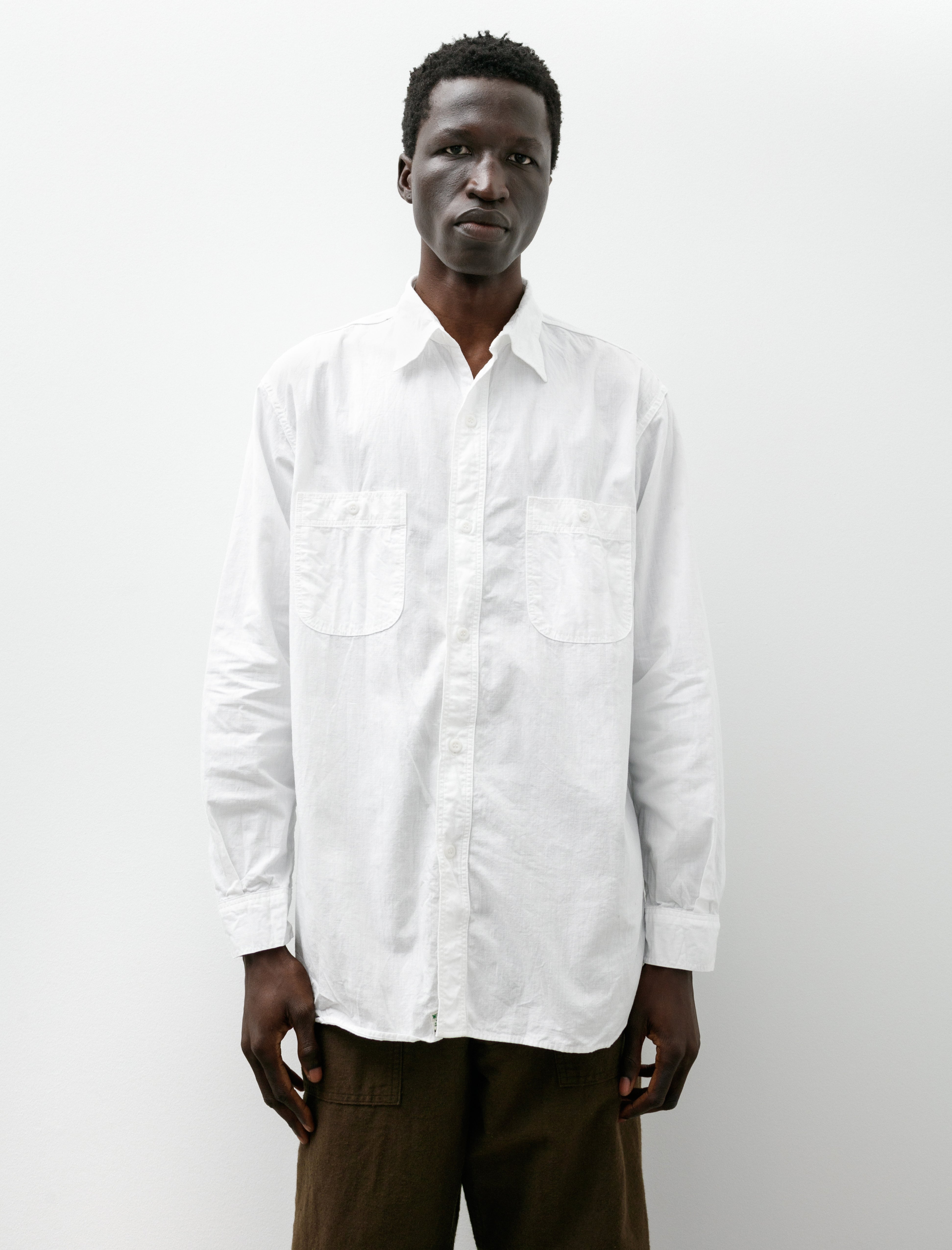 orSlow Relax Fit White Chambray Work Shirt White