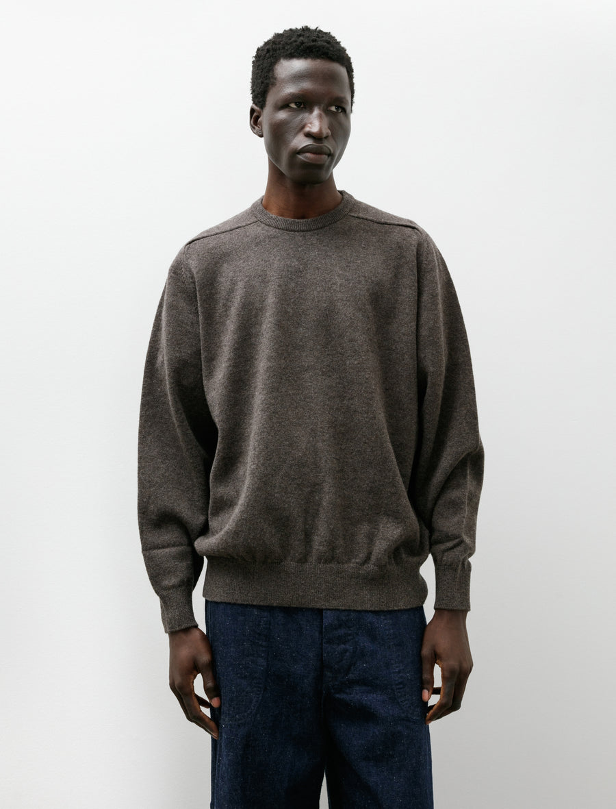 Simple Crew Neck Sweater Brown - Image 1