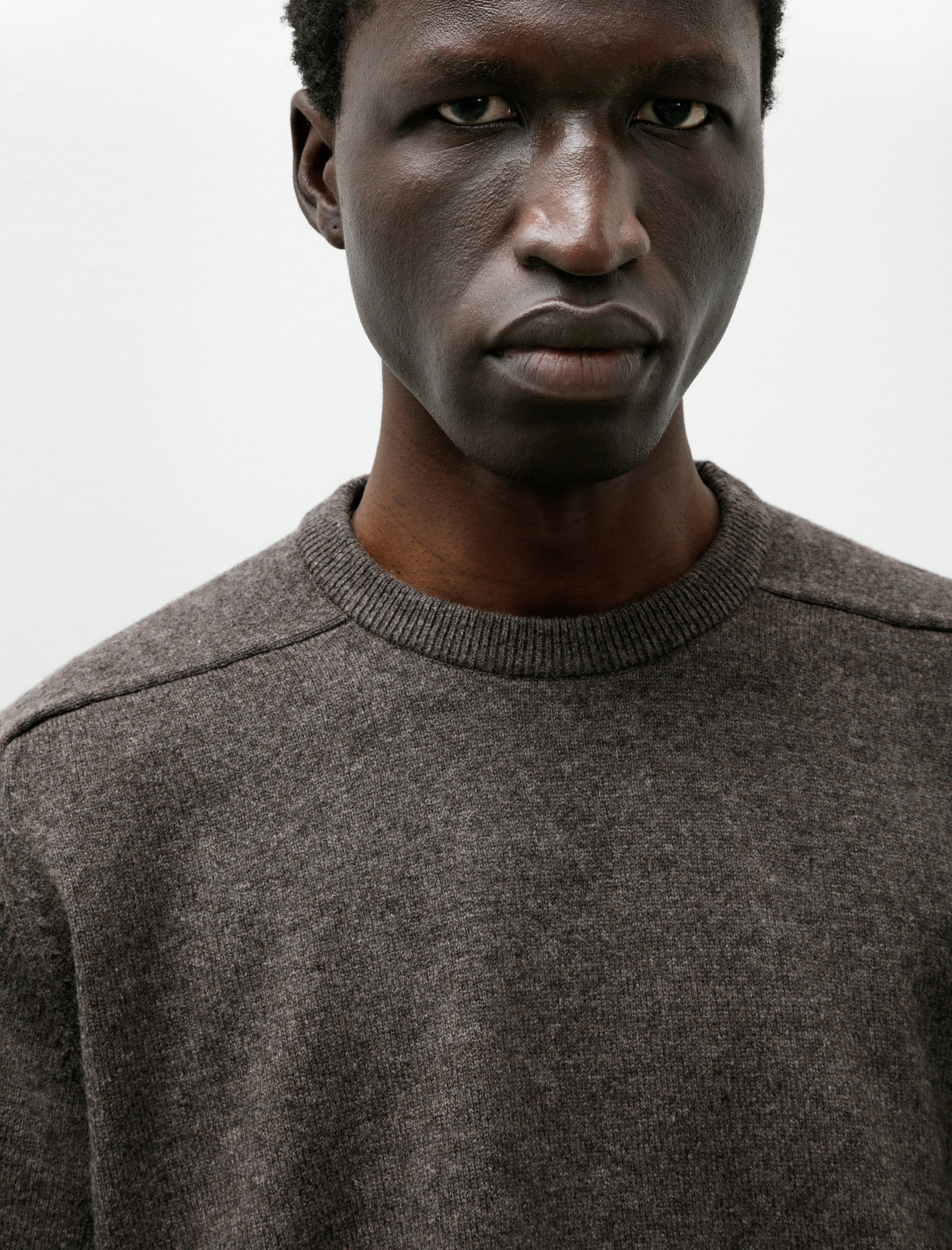 orSlow Simple Crew Neck Sweater Brown