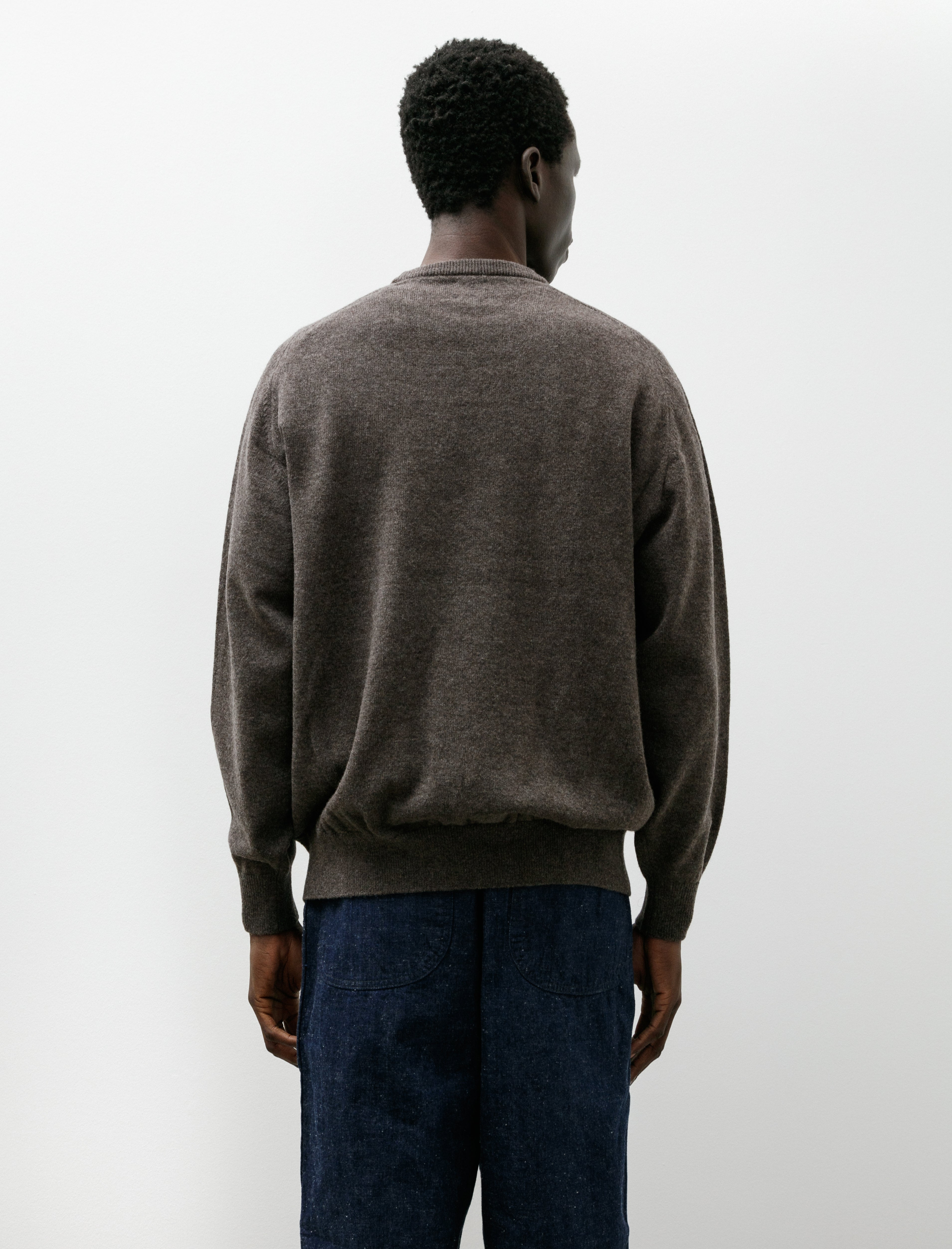 orSlow Simple Crew Neck Sweater Brown