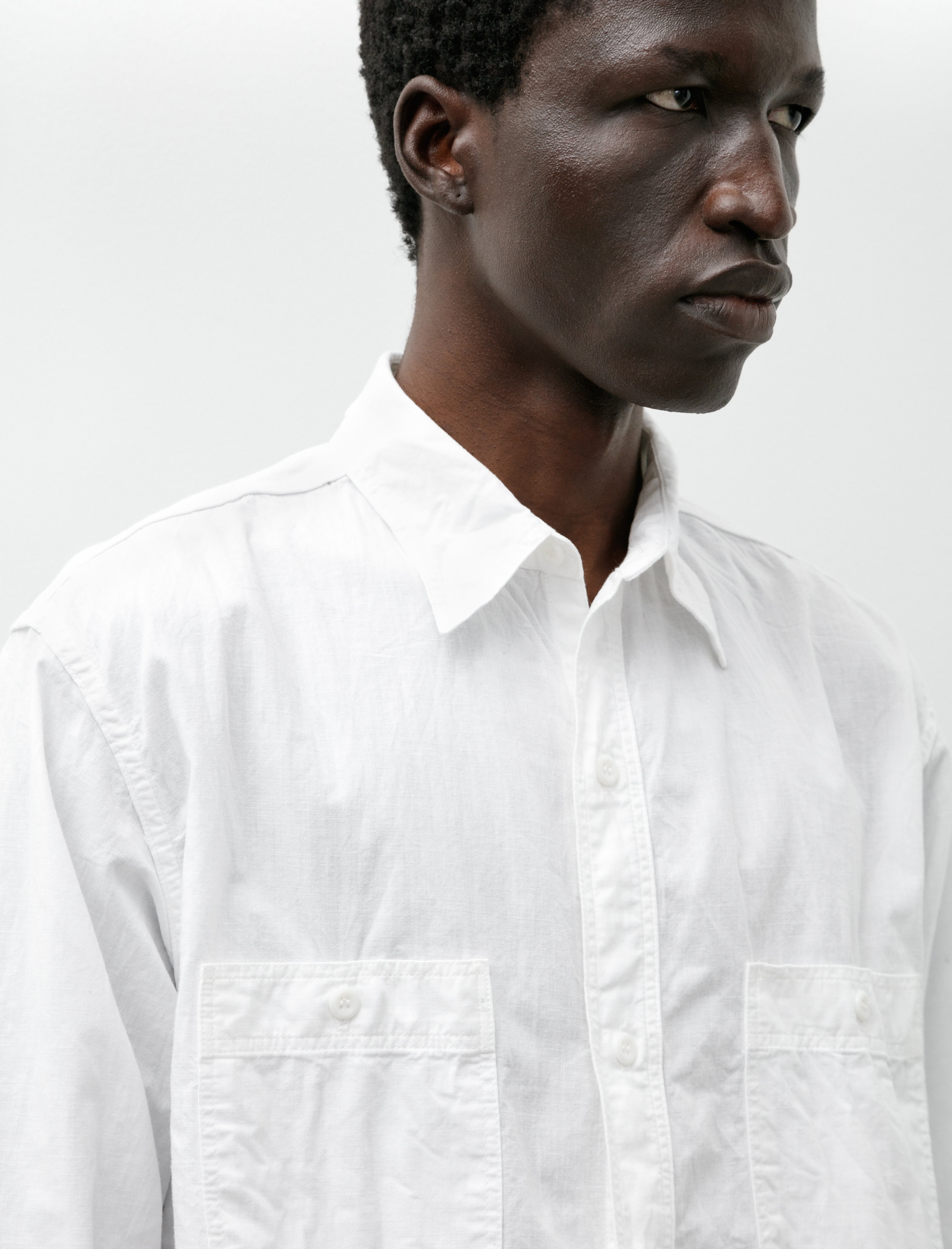 orSlow Relax Fit White Chambray Work Shirt White