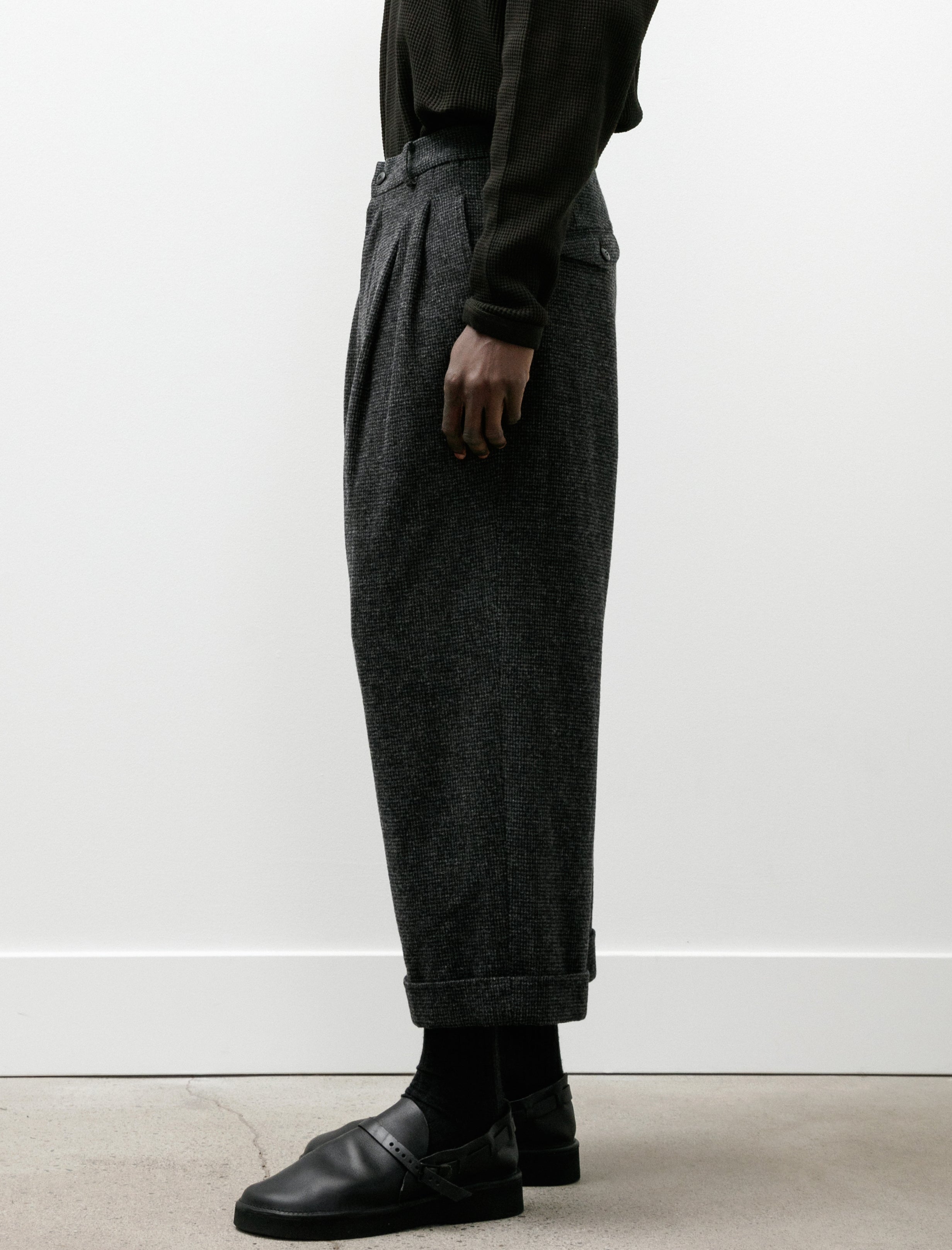 Yoko Sakamoto Double Pleated Cropped Trousers Houndstooth