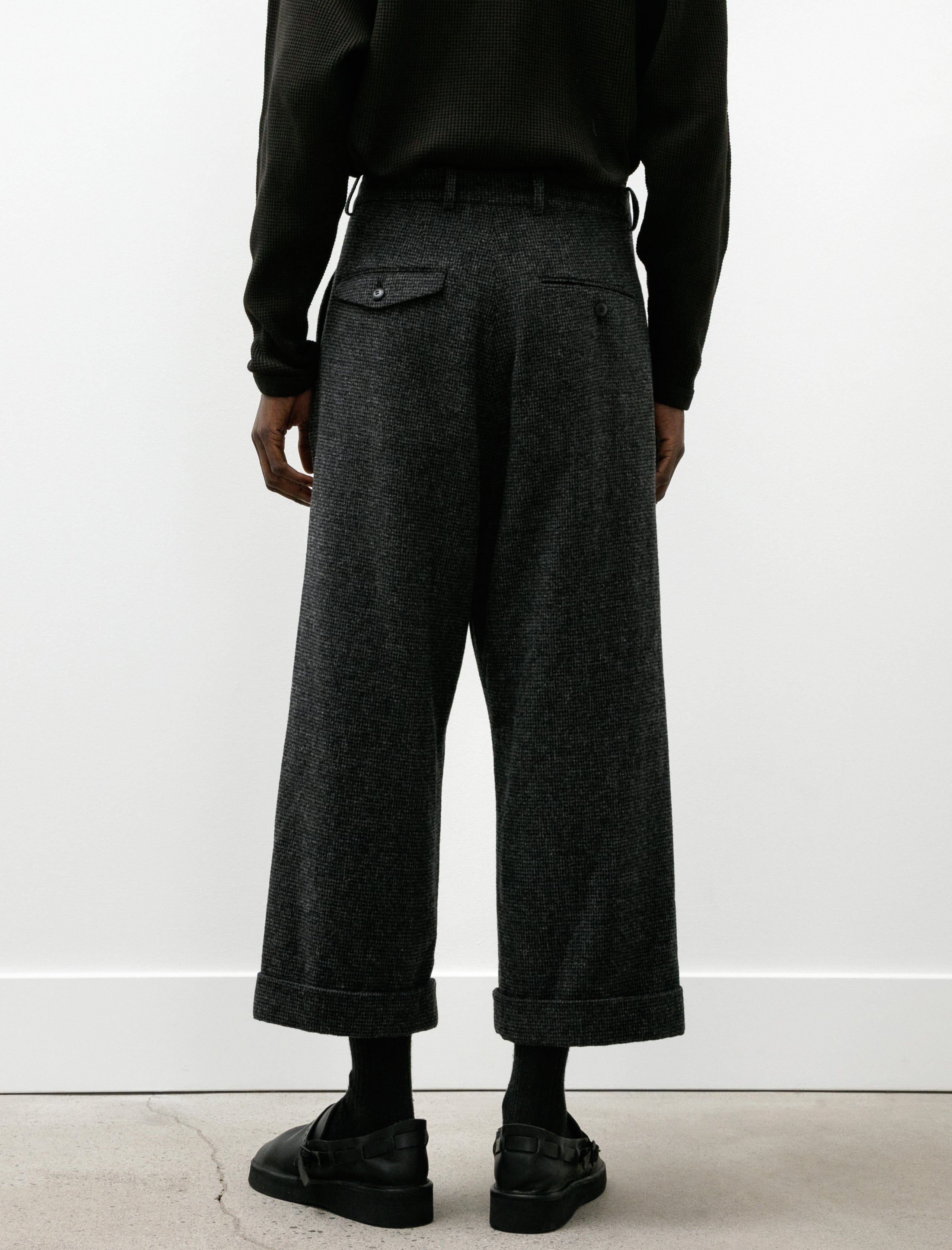 Yoko Sakamoto Double Pleated Cropped Trousers Houndstooth