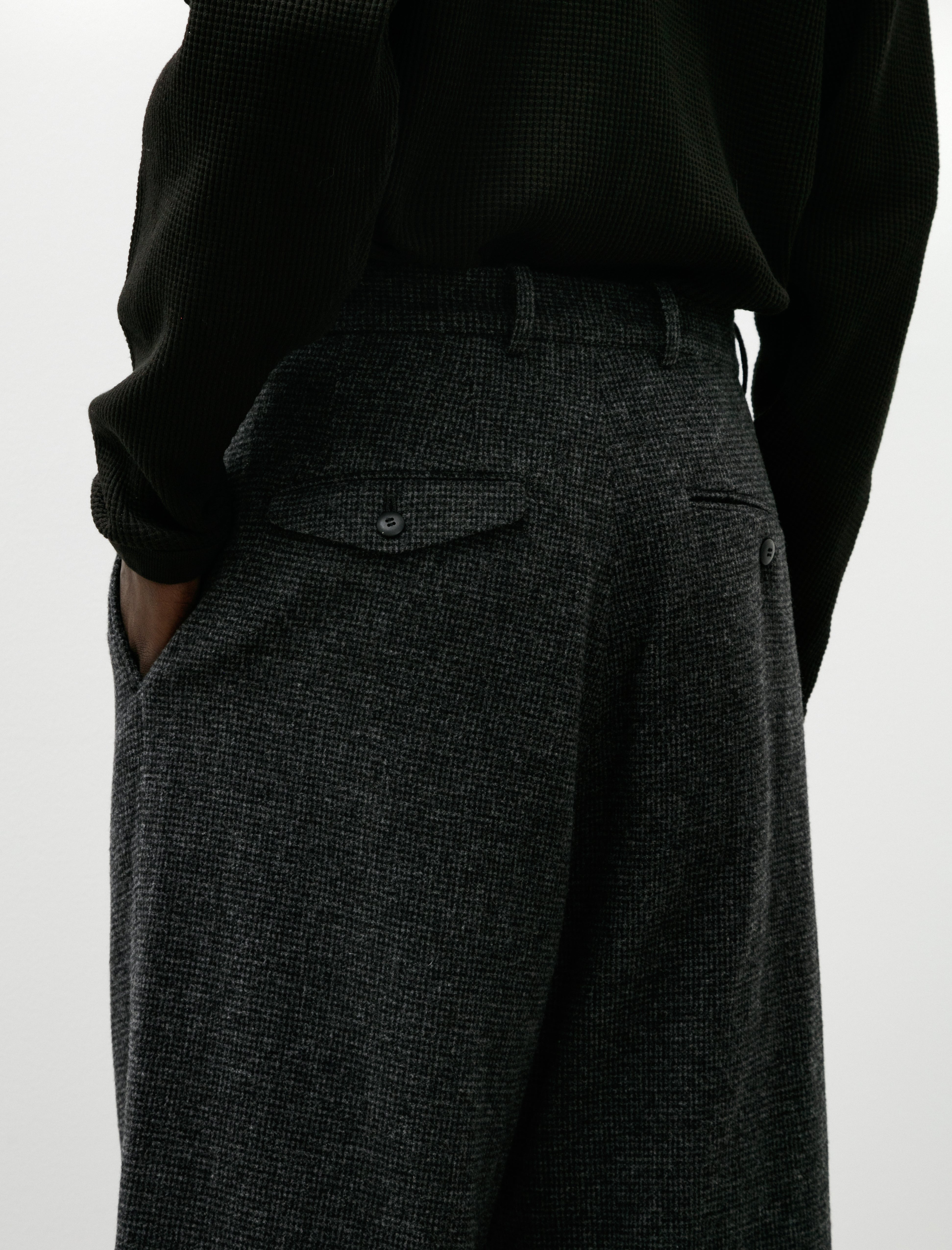 Yoko Sakamoto Double Pleated Cropped Trousers Houndstooth