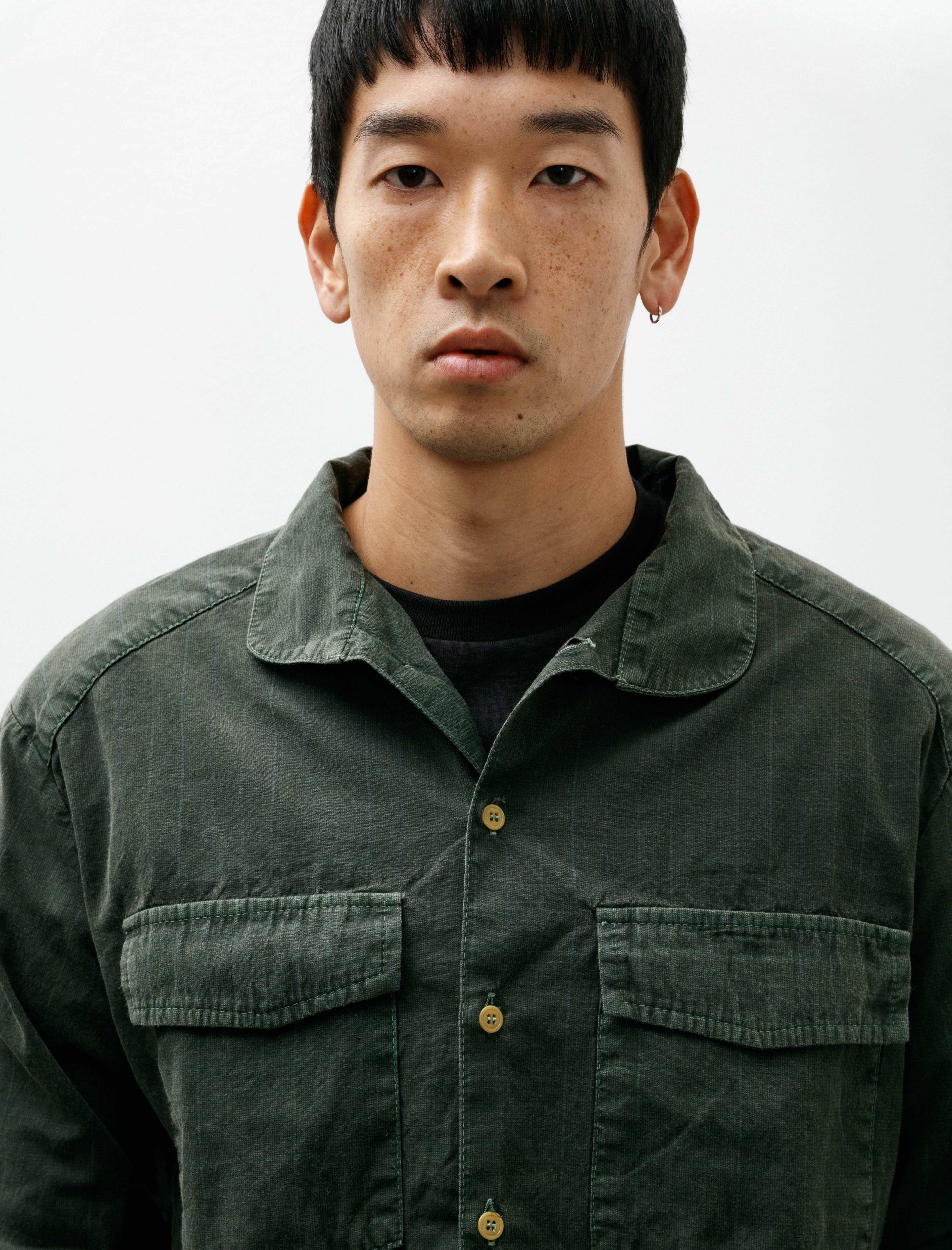 Working Trap Shirt Cotton Dogtooth Triassic Green