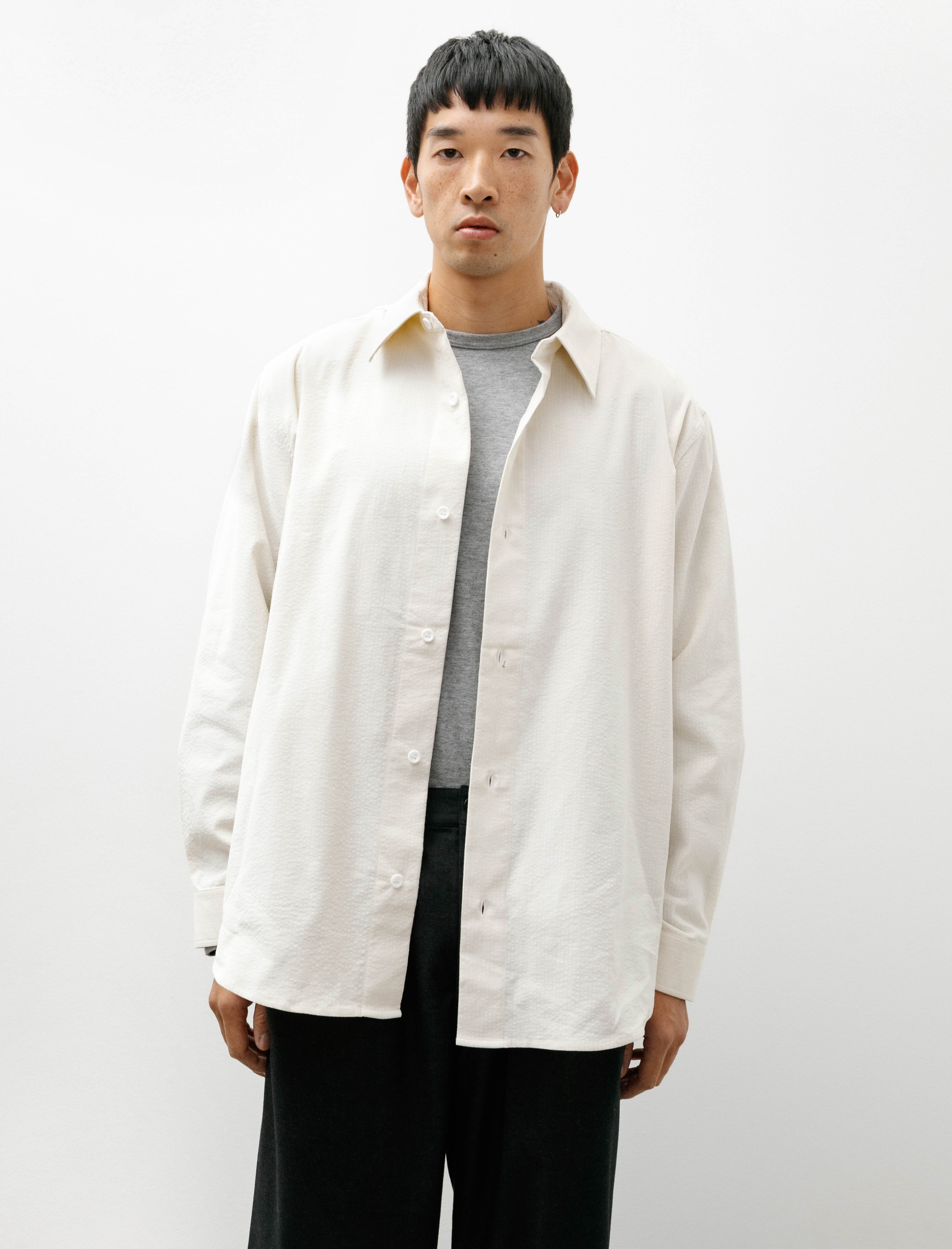 James Coward Filter Shirt Cotton Ripple Corduroy Off White – Neighbour