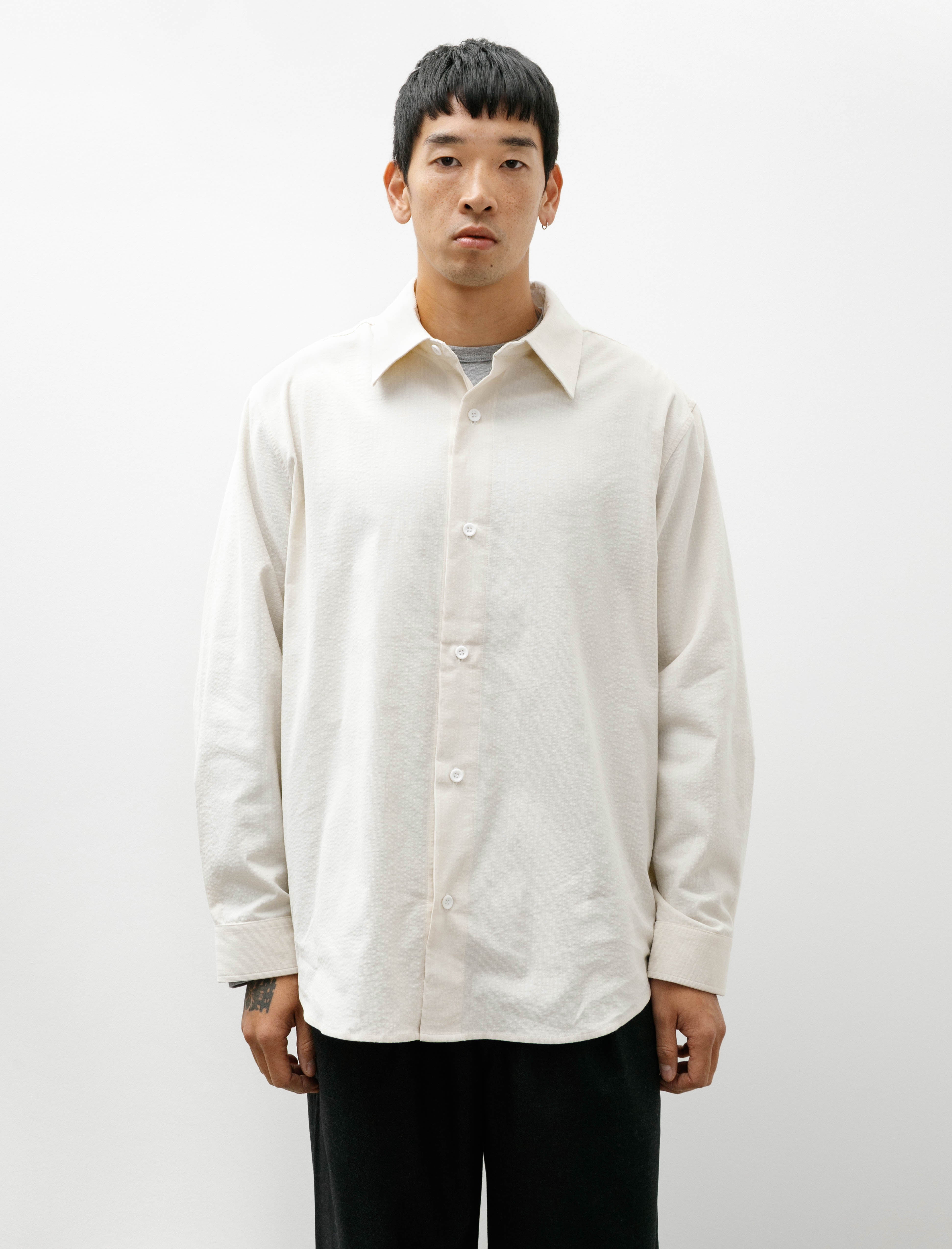 James Coward Filter Shirt Cotton Ripple Corduroy Off White