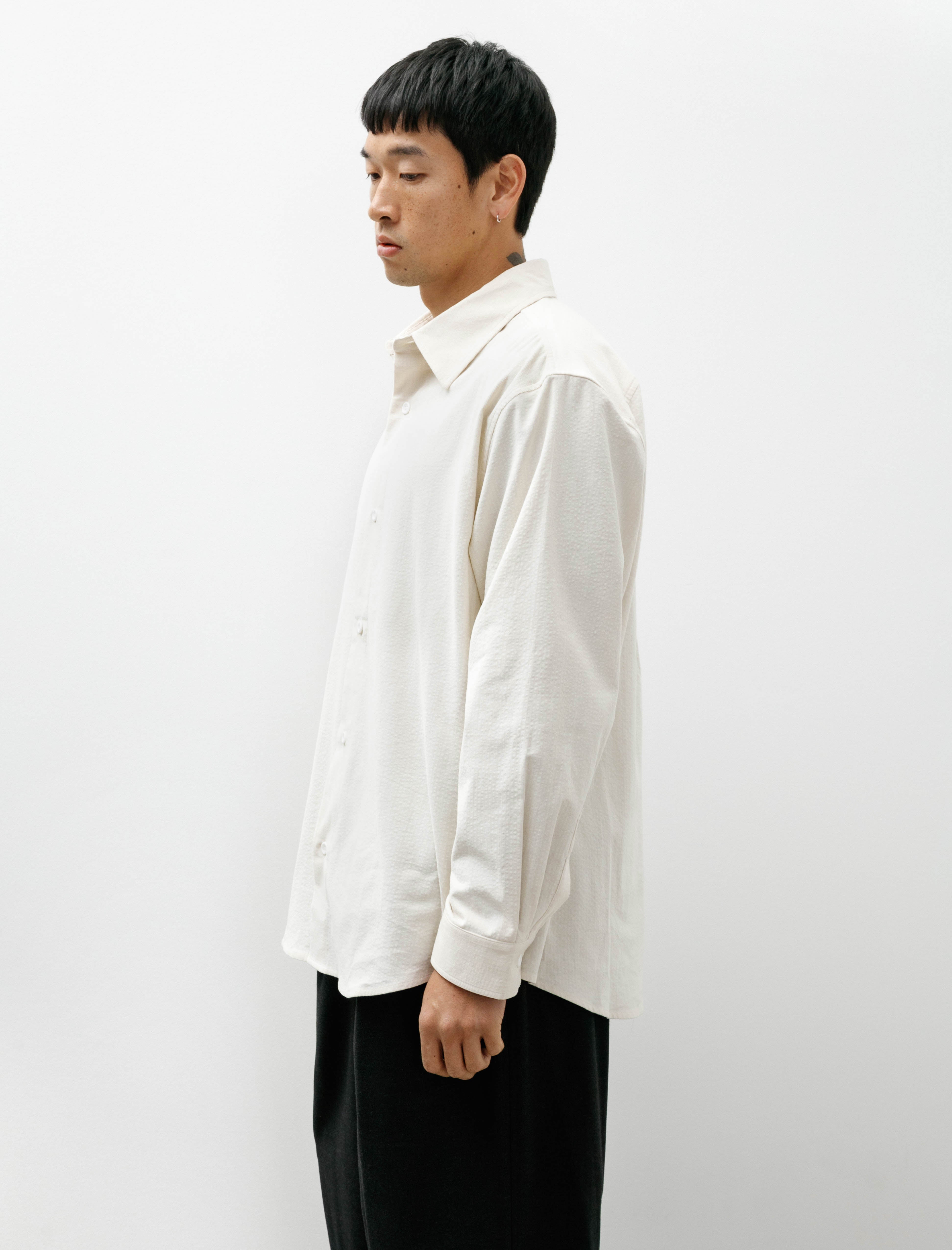 James Coward Filter Shirt Cotton Ripple Corduroy Off White – Neighbour