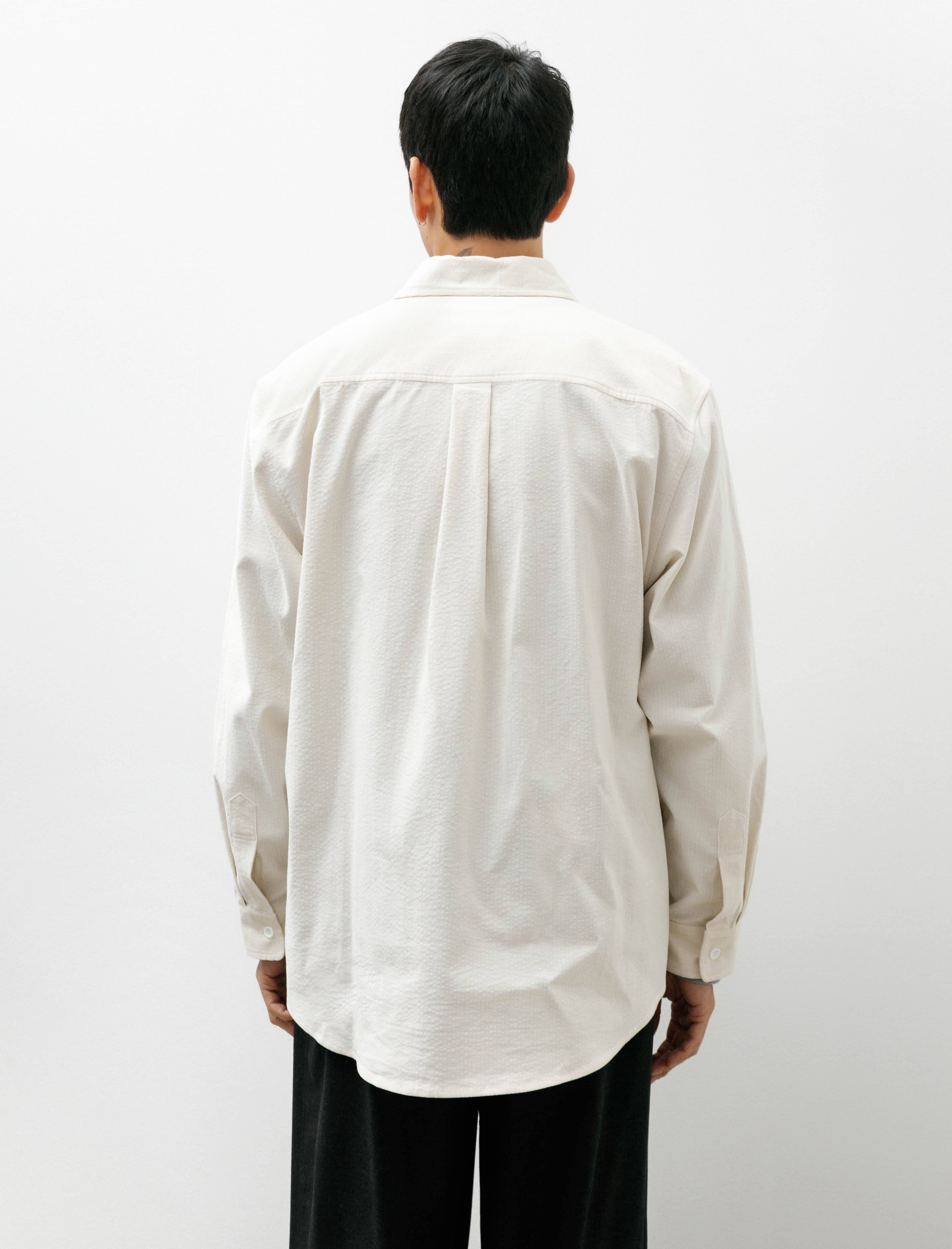 James Coward Filter Shirt Cotton Ripple Corduroy Off White